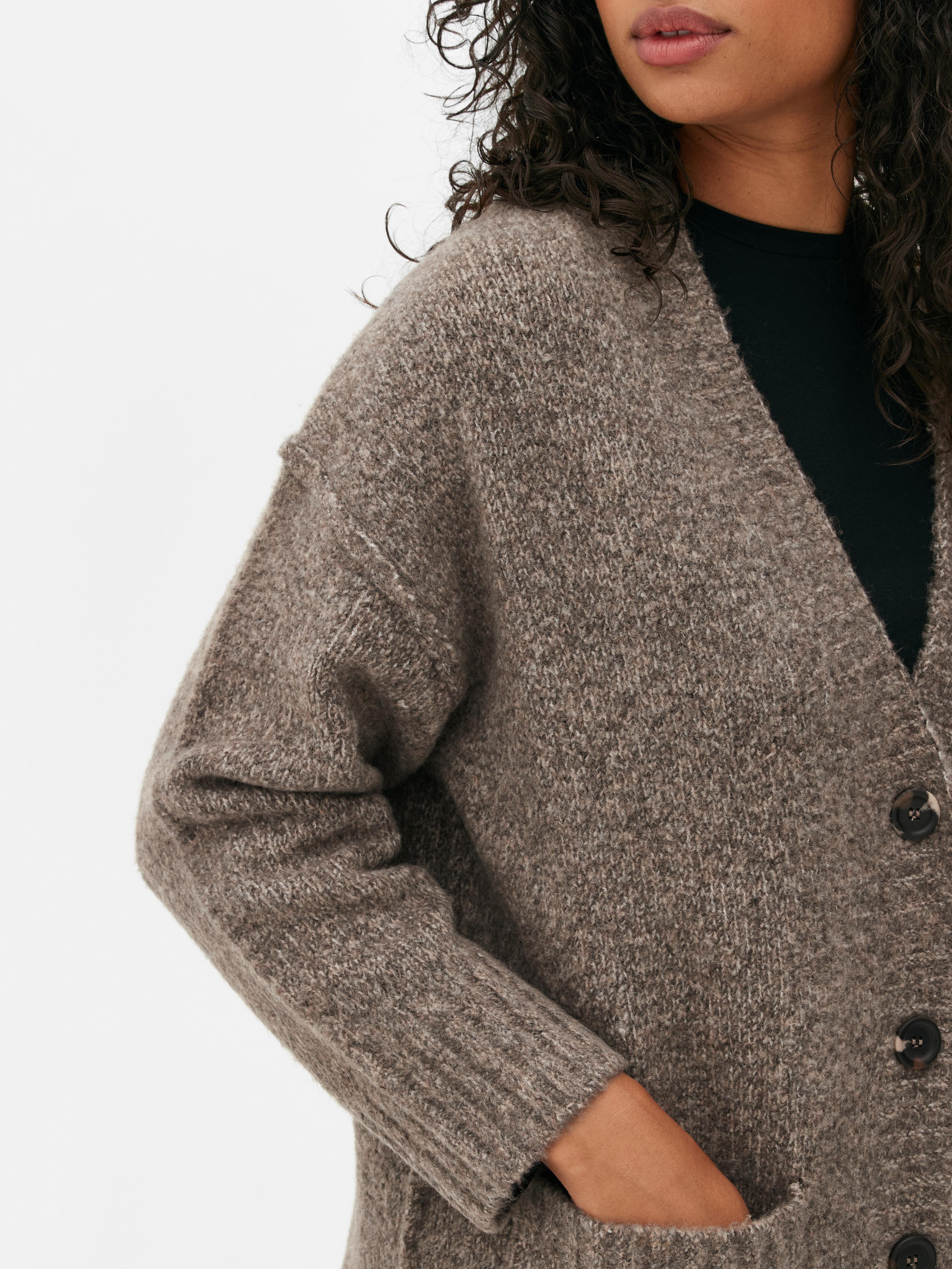 V Neck Textured Cardigan