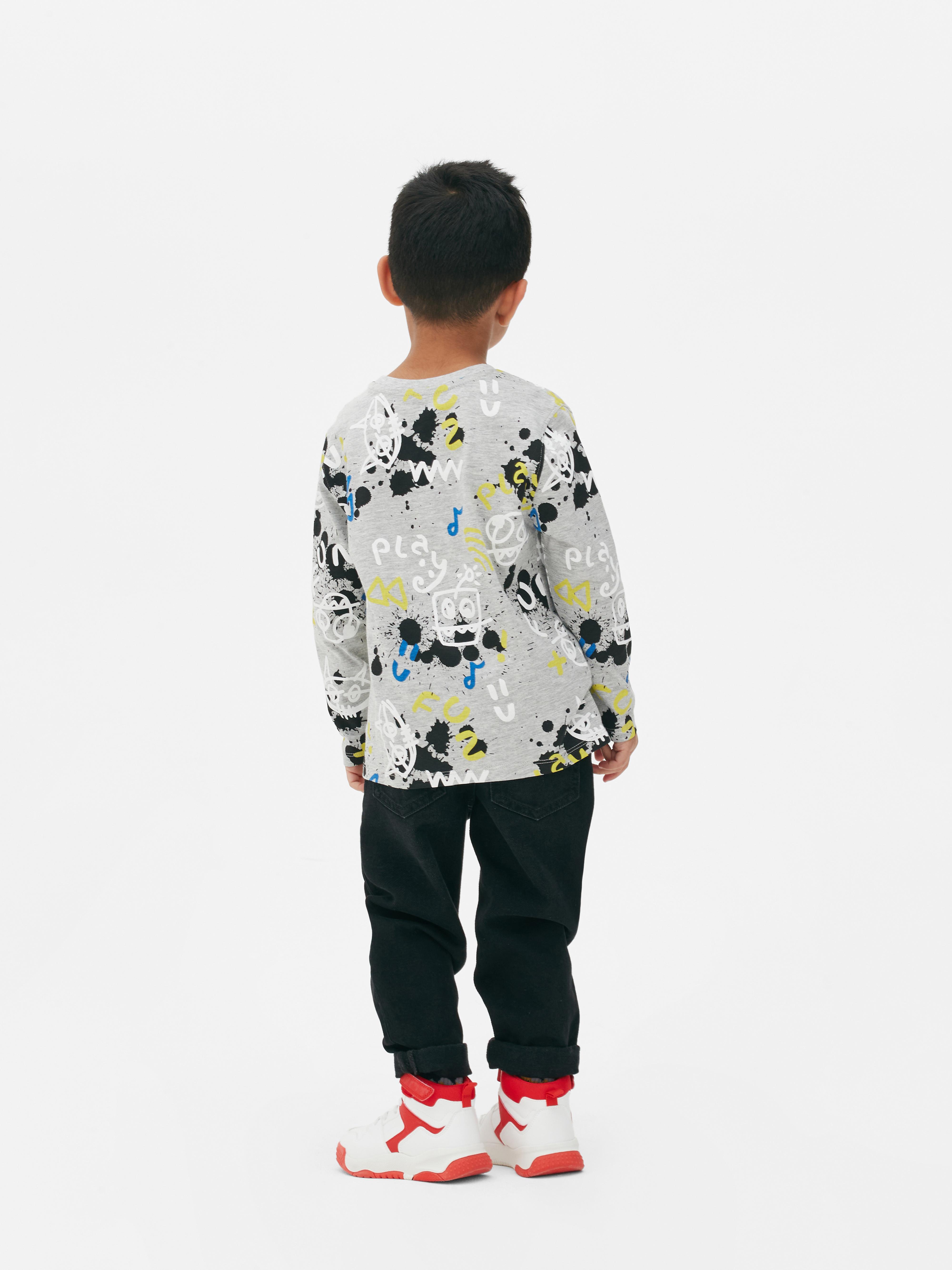 Boys Gray Heather Long Sleeve Dinosaur Print T-Shirt | Primark