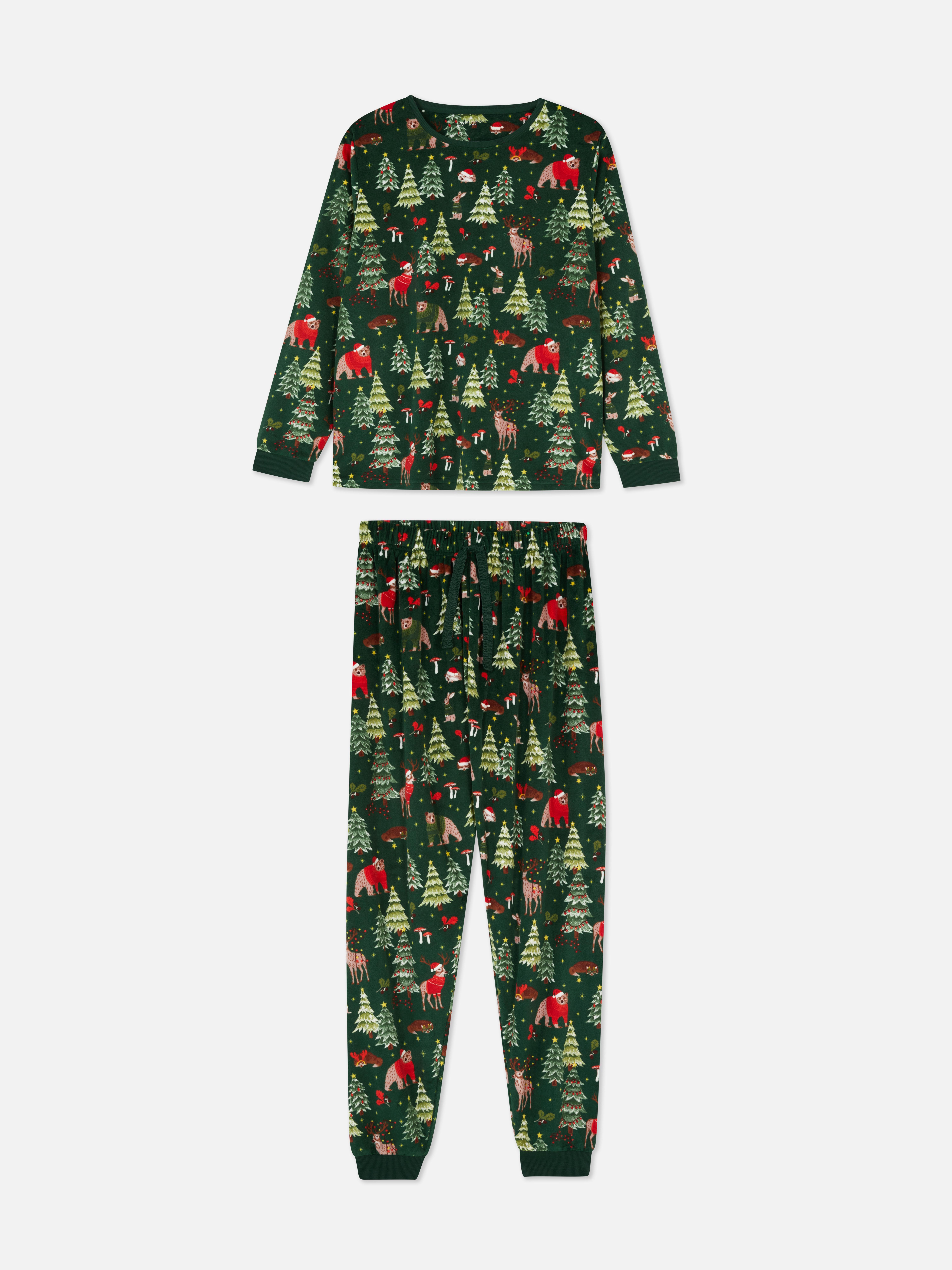 Weihnachts-Schlafanzug mit Waldmotiv für Damen