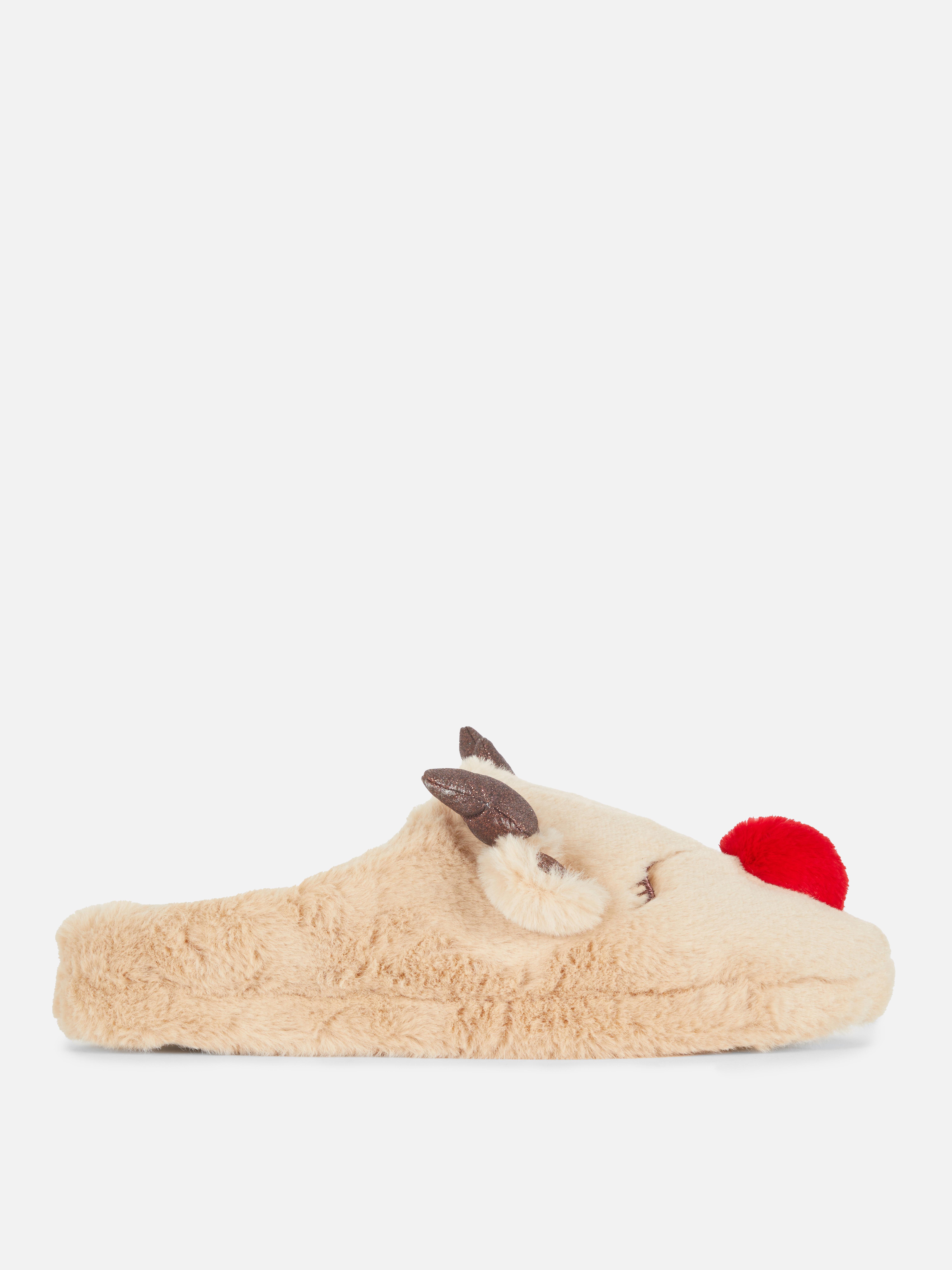 Women's Christmas Reindeer Plush Slippers