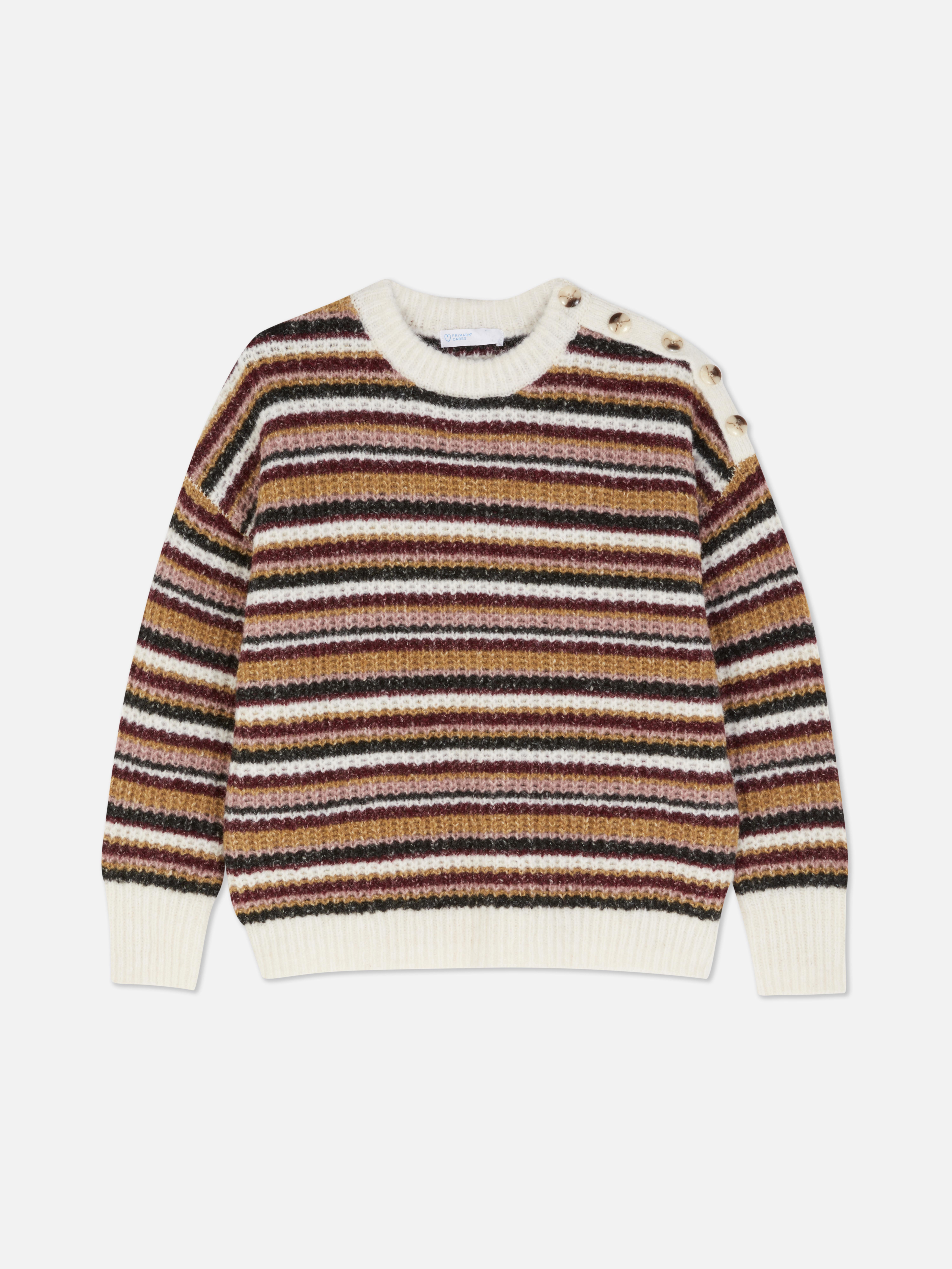Gestreifter Pullover mit Knopfleiste