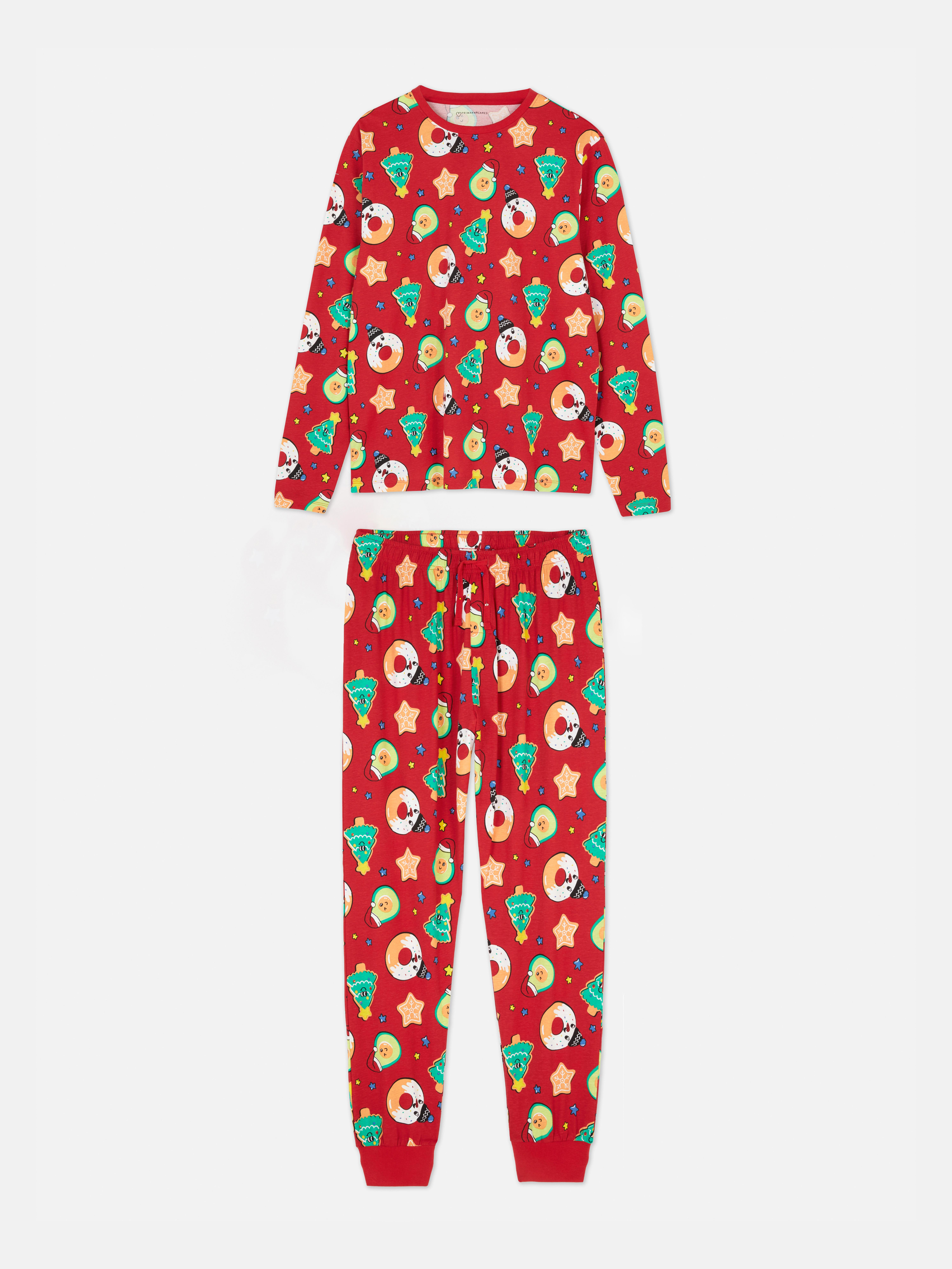 Jersey-Weihnachtsschlafanzug mit Print für Herren