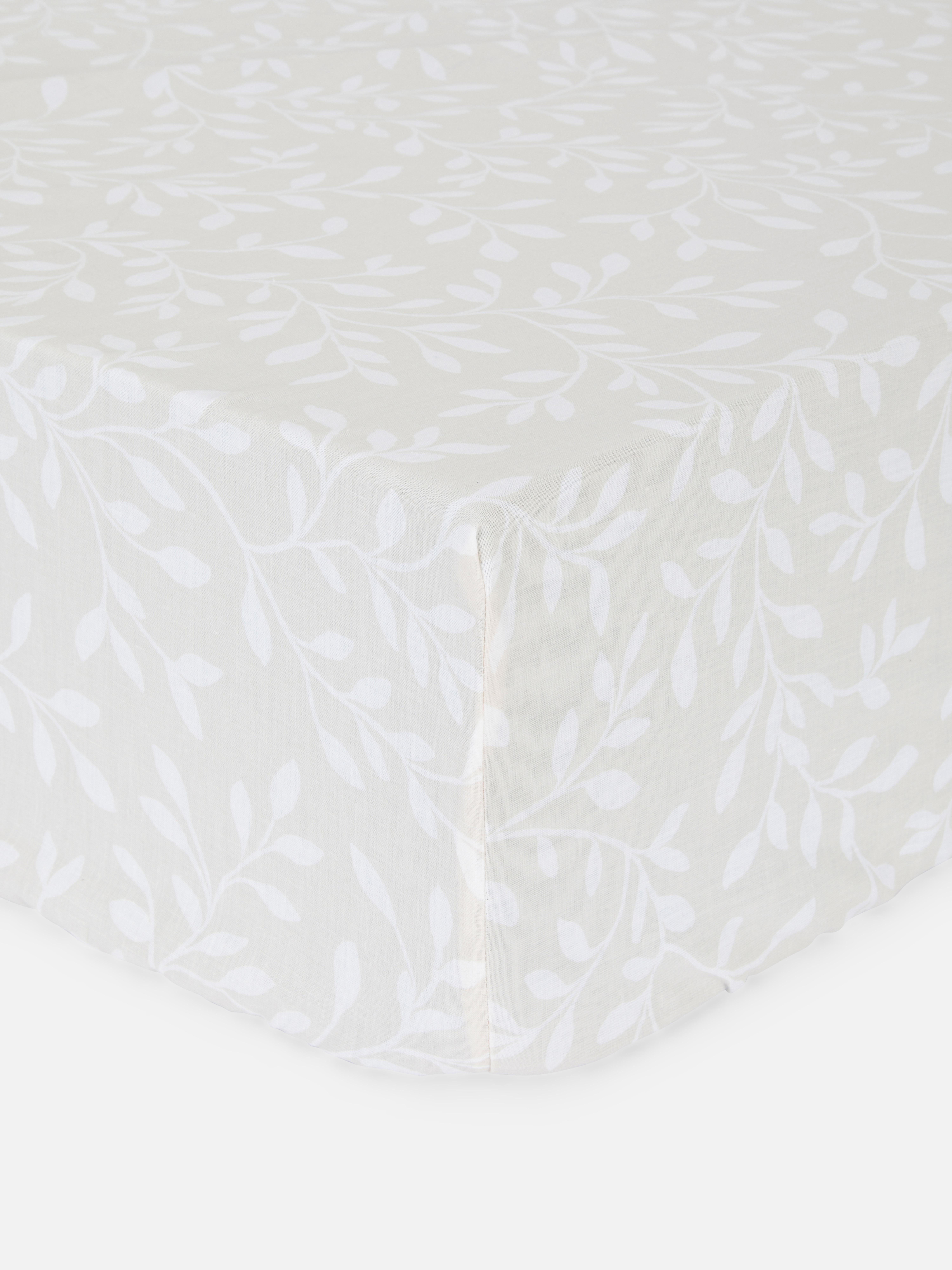 Leaf Print Double Fitted Sheet