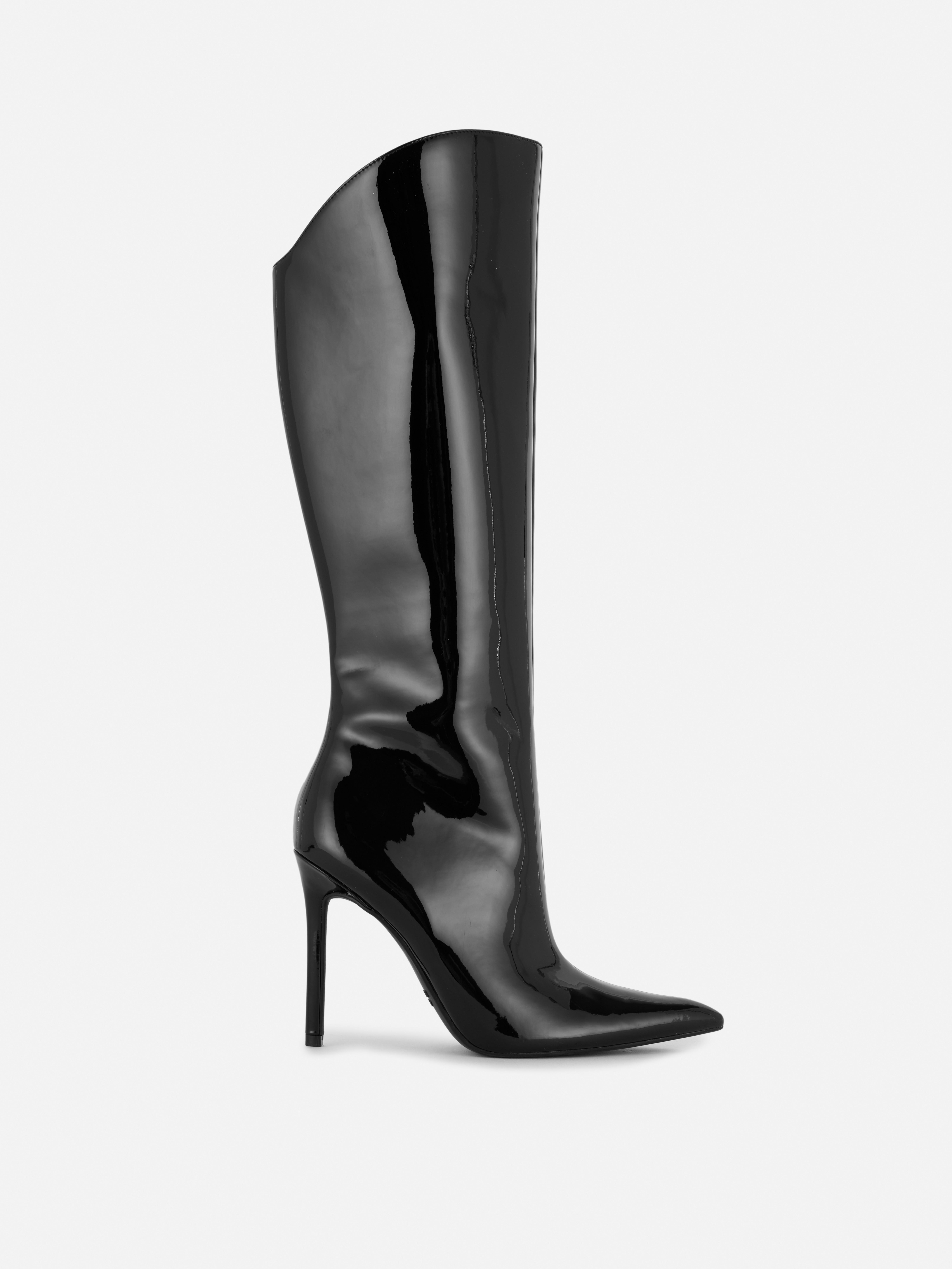 Rita Ora Patent Knee-High Stiletto Boots