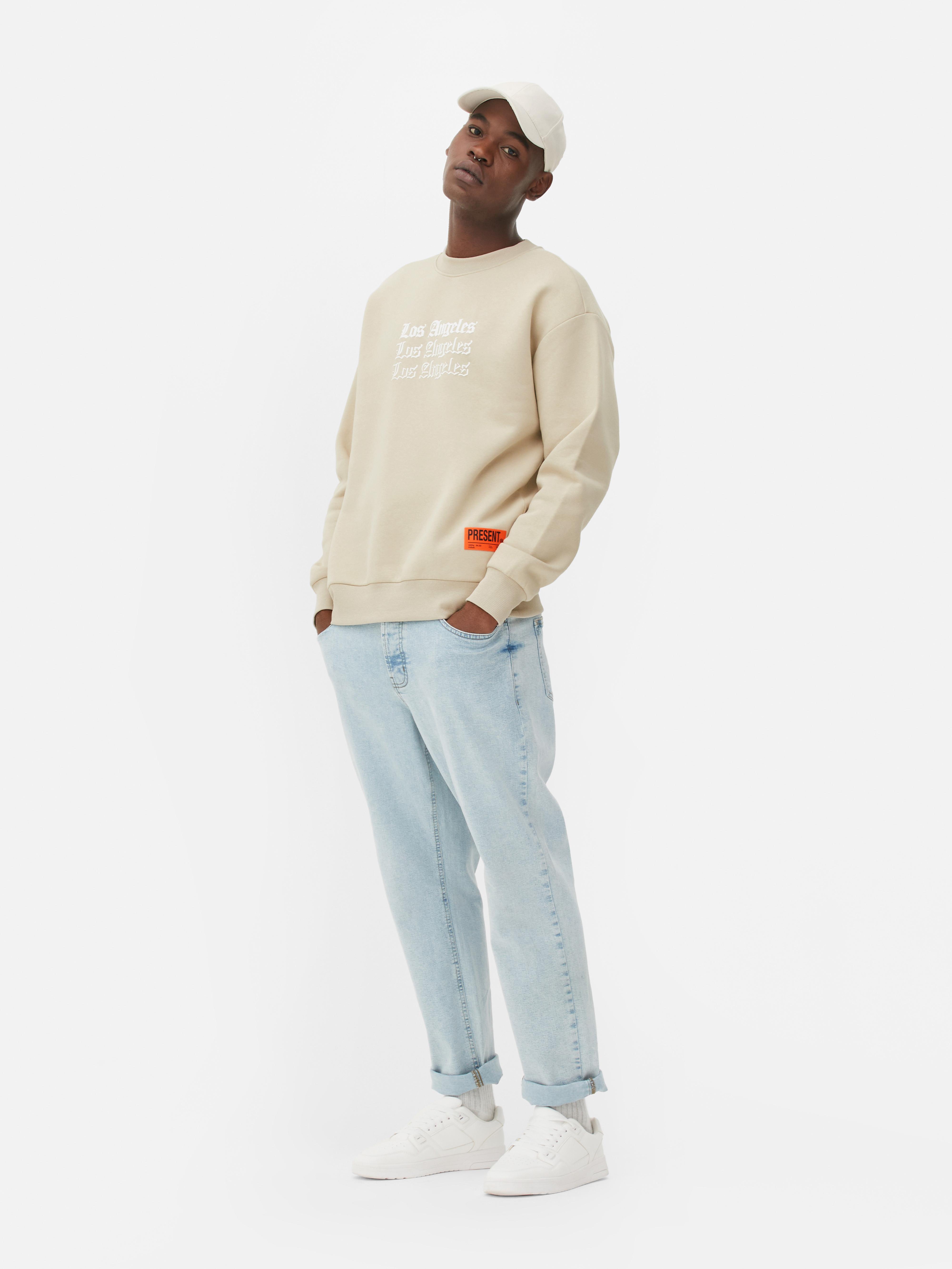LA Print Crew Neck Sweatshirt Stone