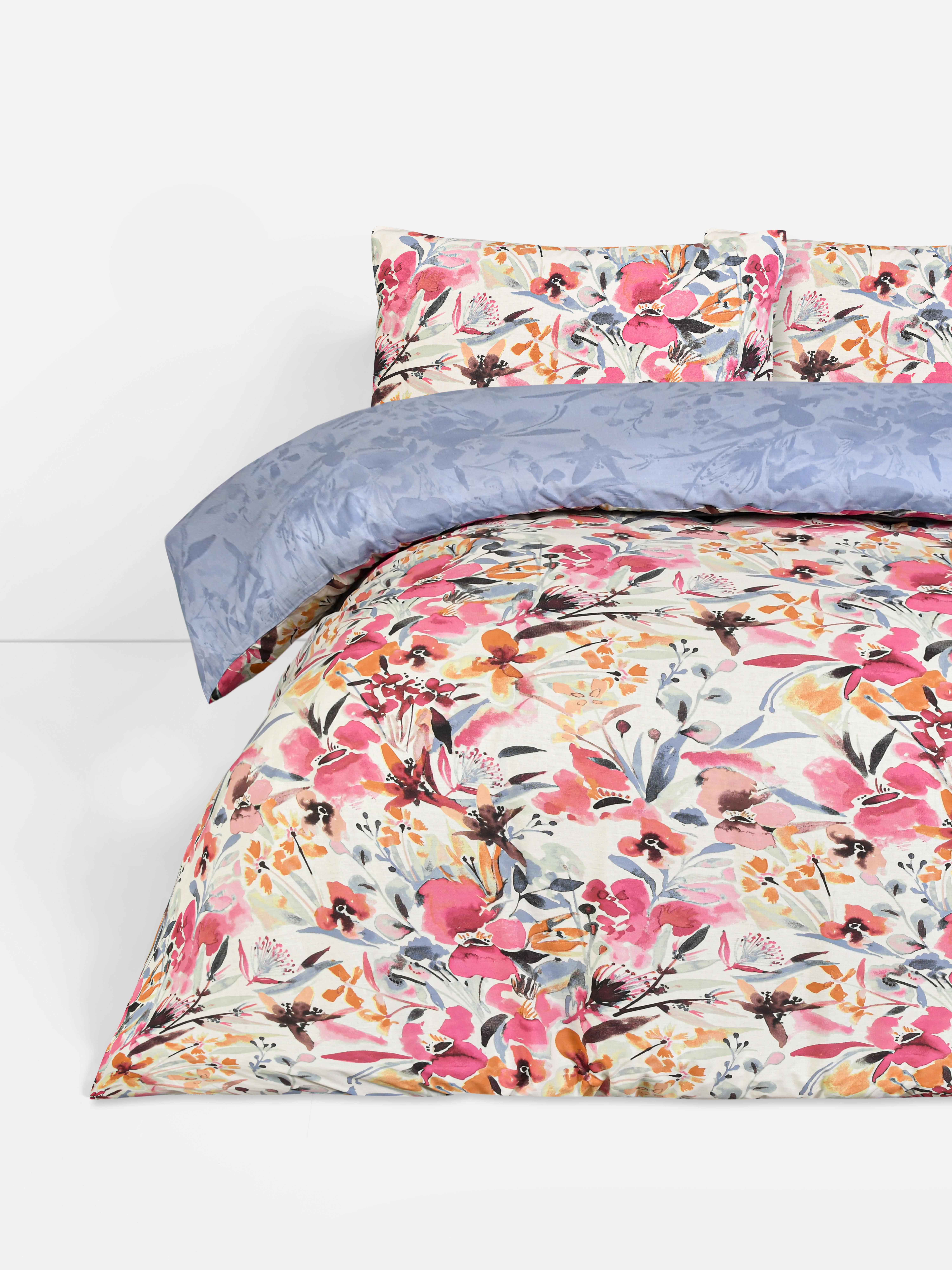 Bettwäscheset für Doppelbetten mit abstraktem, mehrfarbigem Blumenmuster