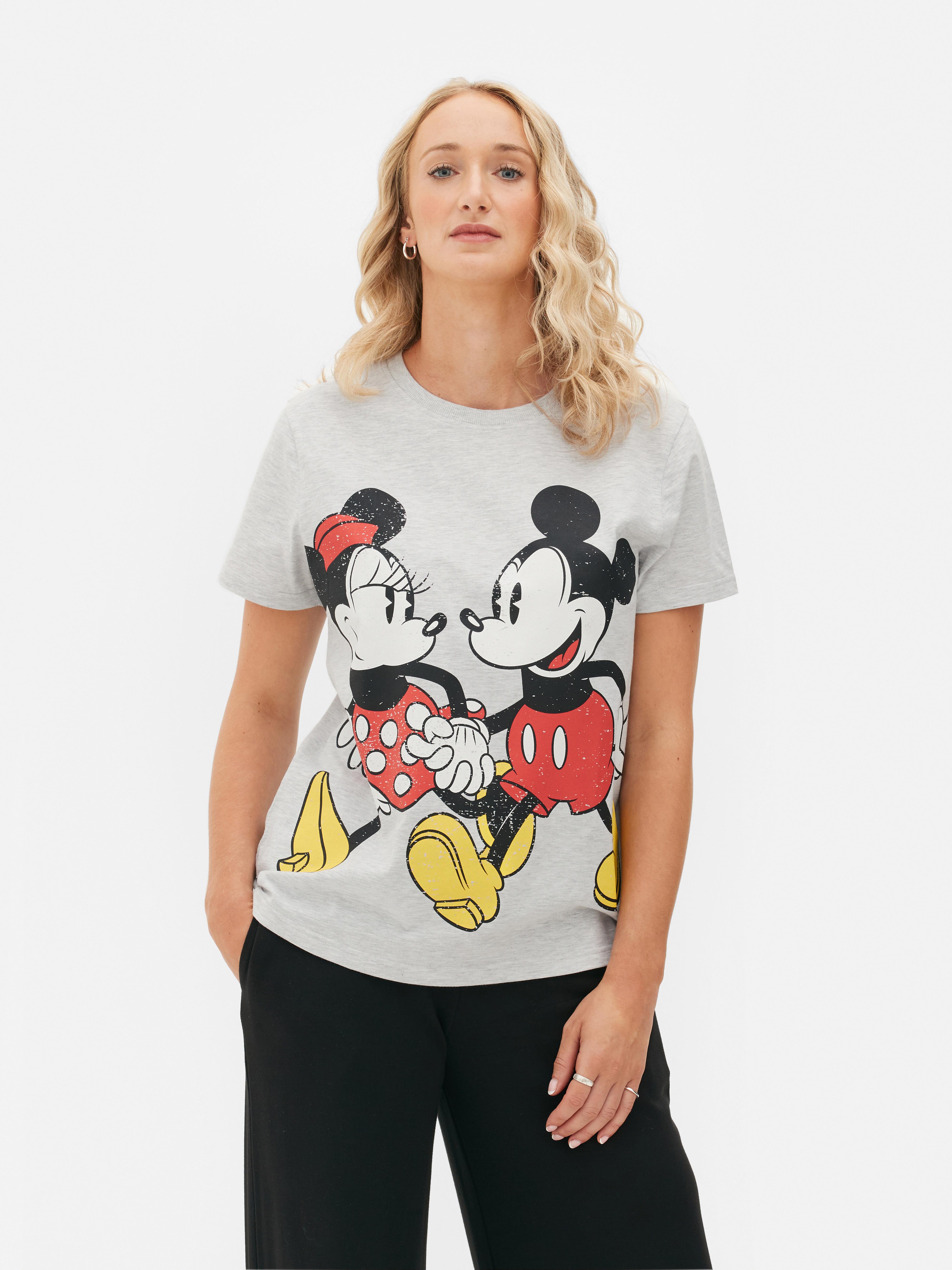 Womens Grey Marl Disney's Mickey Mouse and Minnie Mouse Printed T