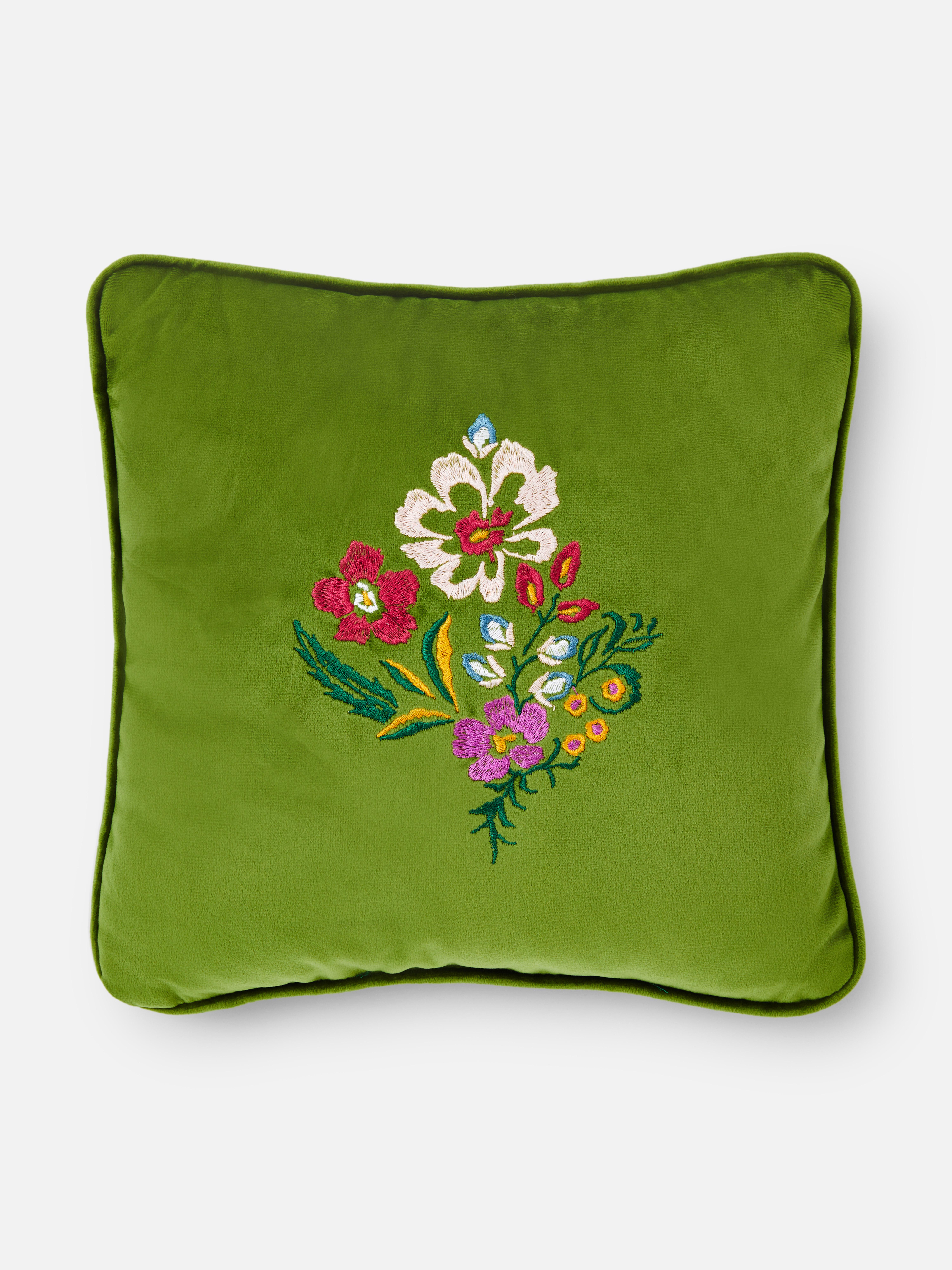 Small Embroidered Floral Cushion