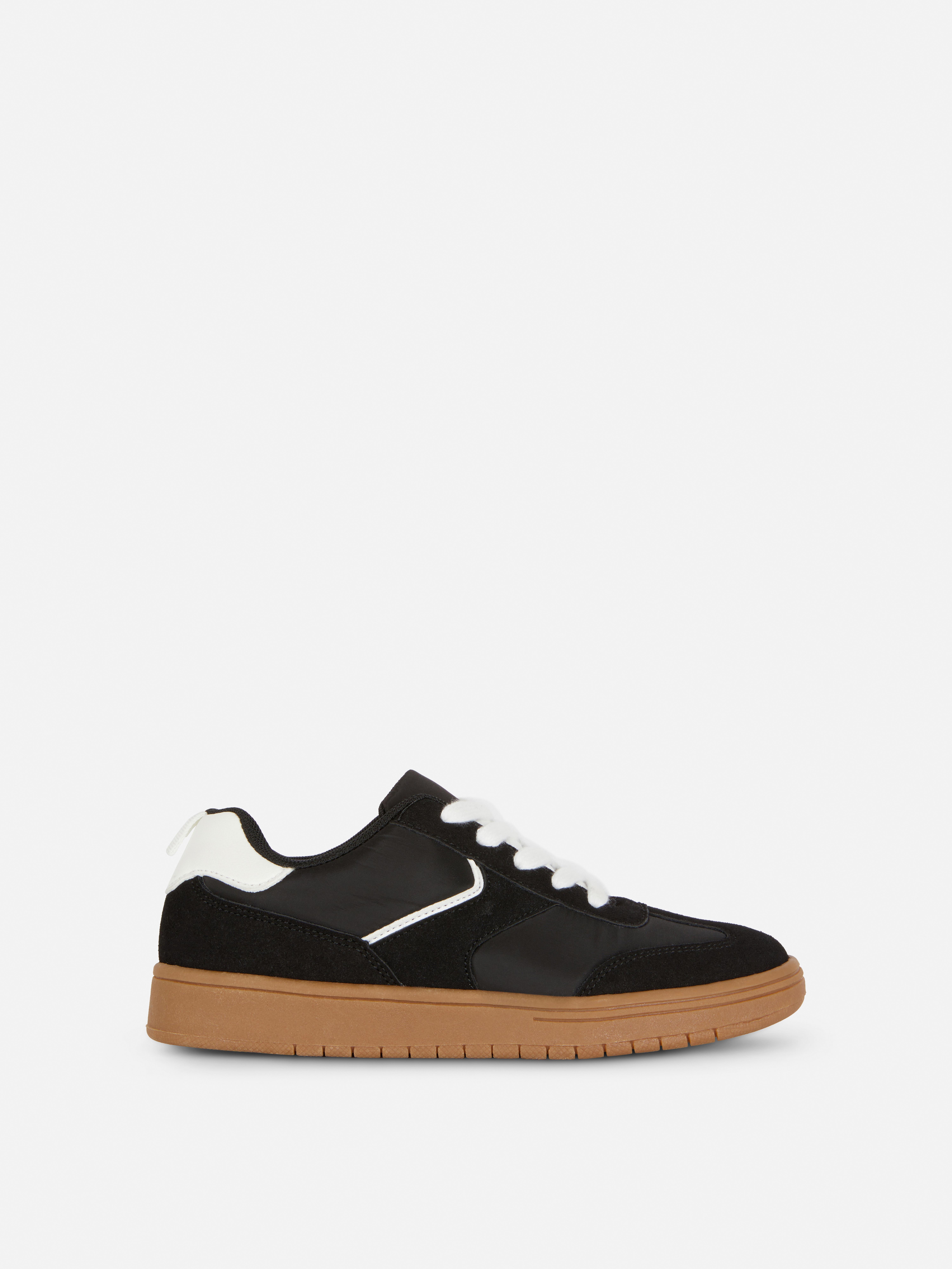 Faux Suede Panel Low-Top Trainers