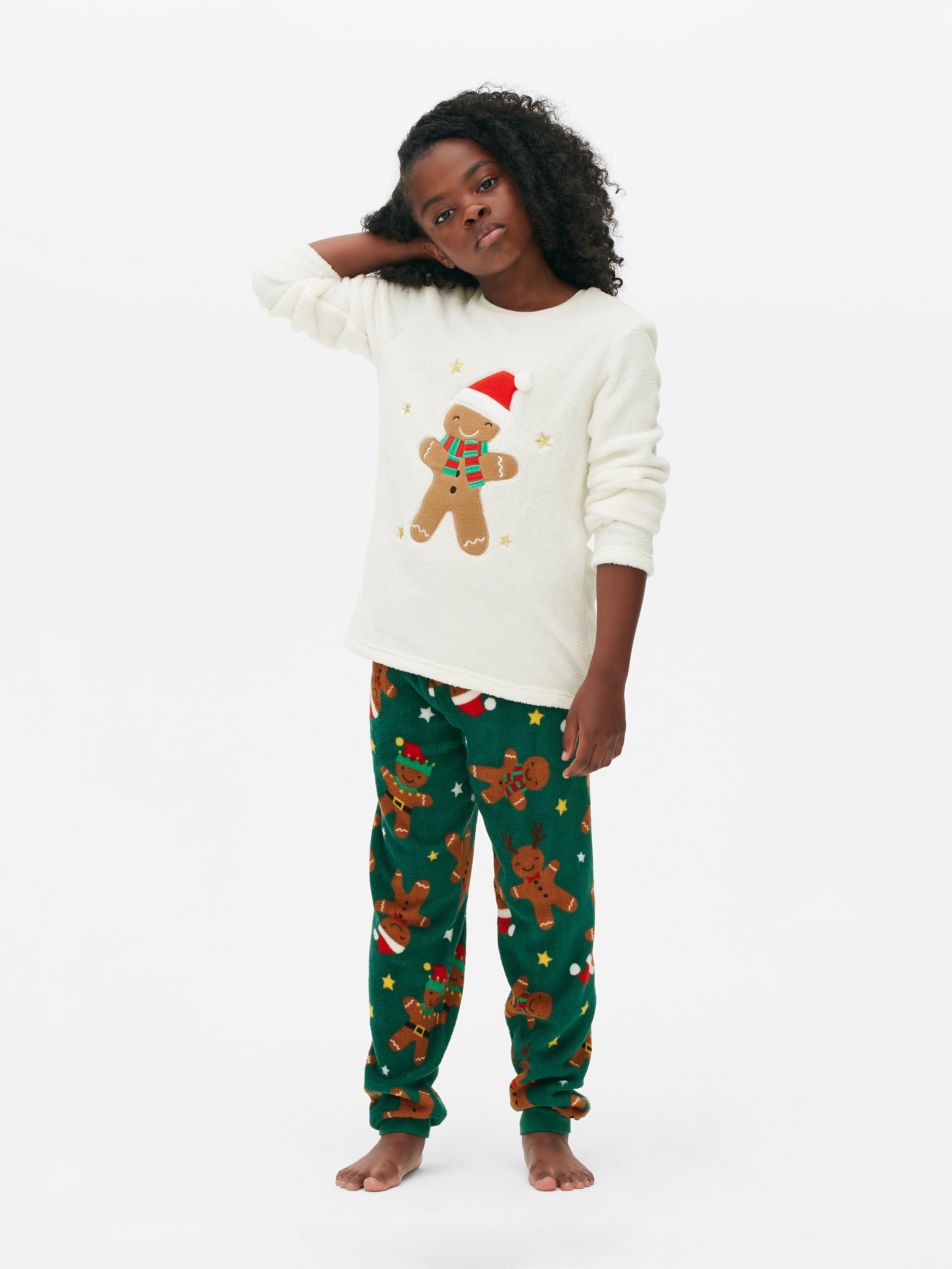 Gingerbread Print Fleece Christmas Pajamas