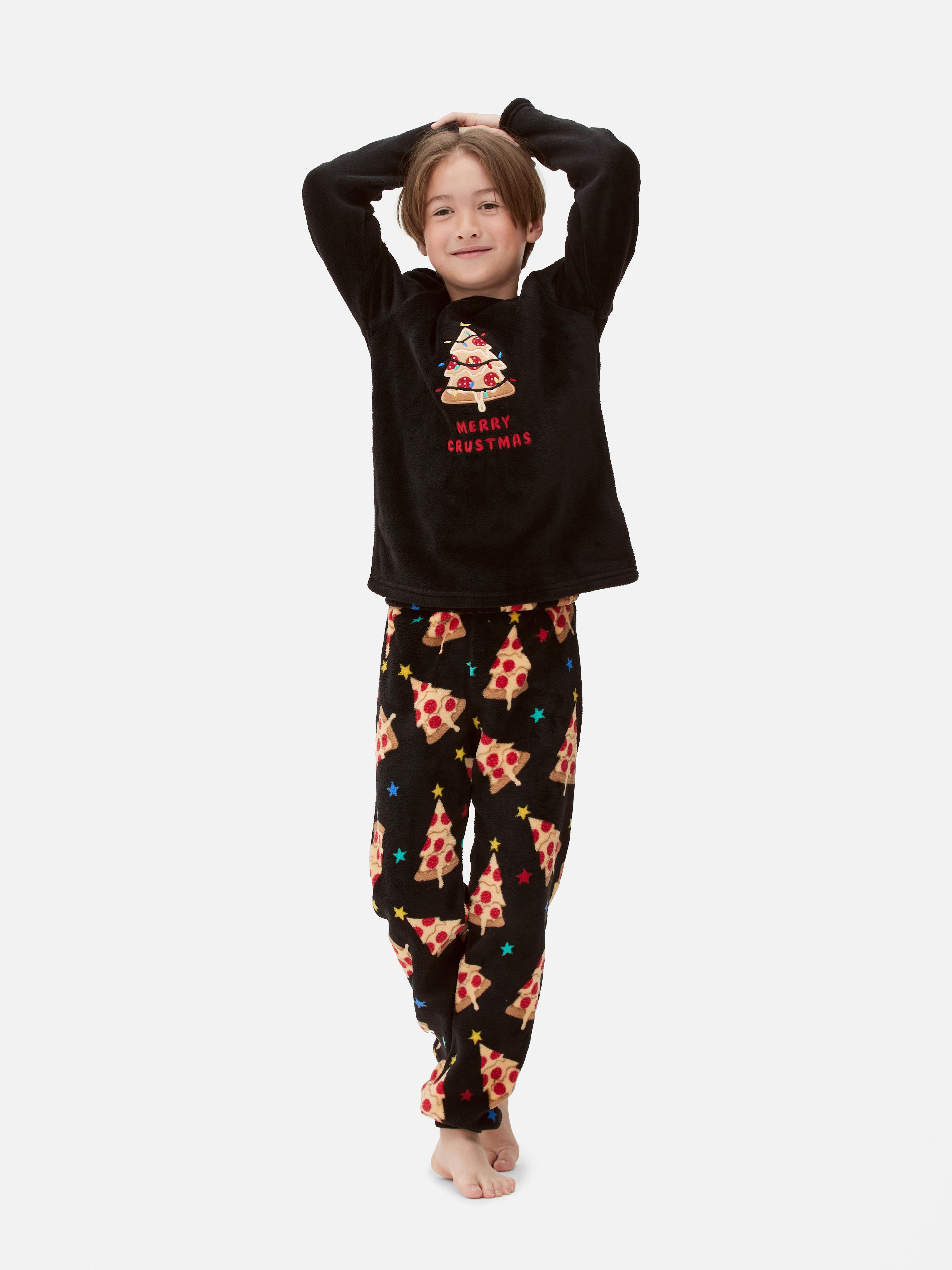 Kids’ Christmas Pizza Fleece Pajamas