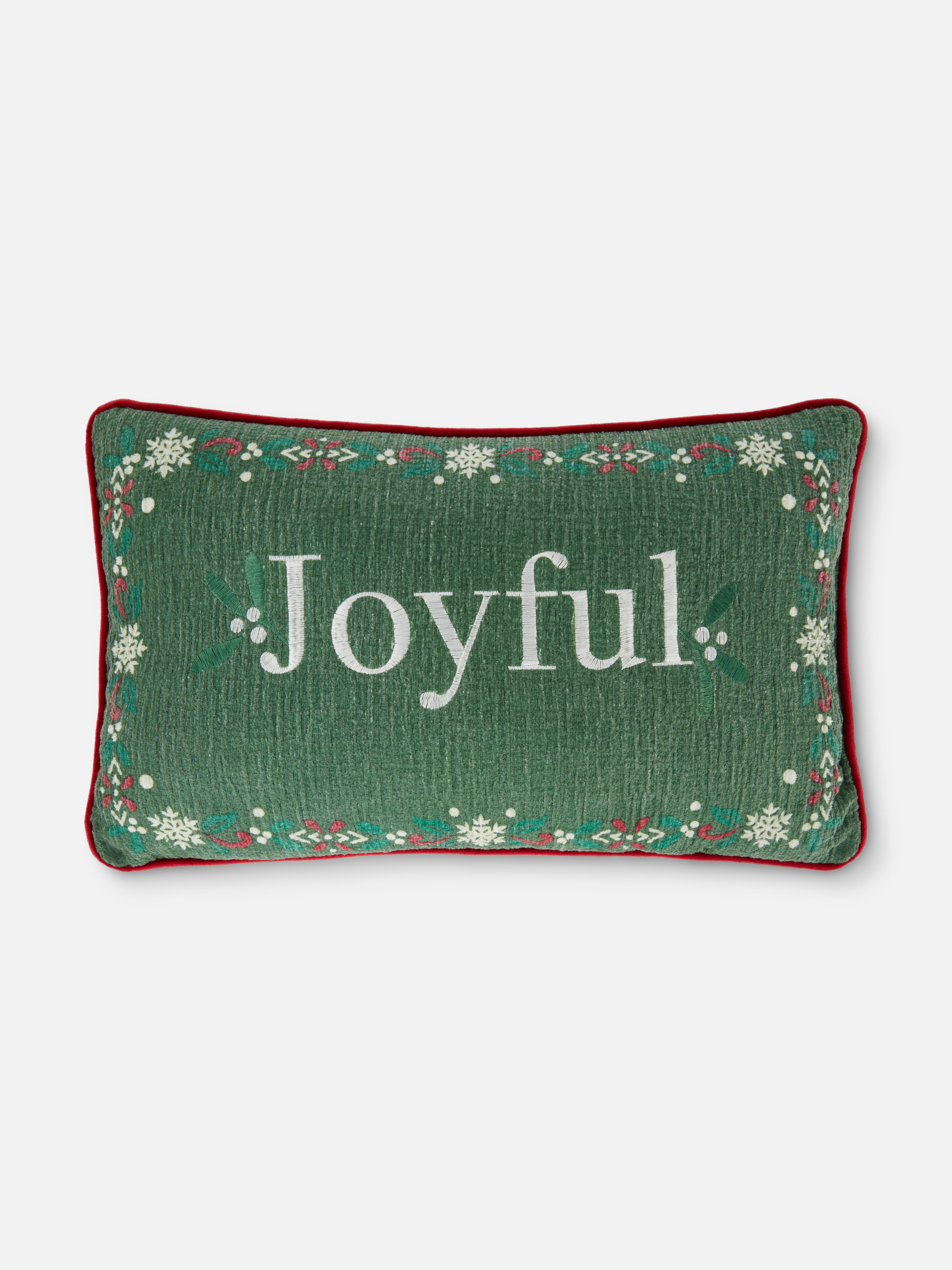 Cuscino di Natale oblungo con scritta Joyful