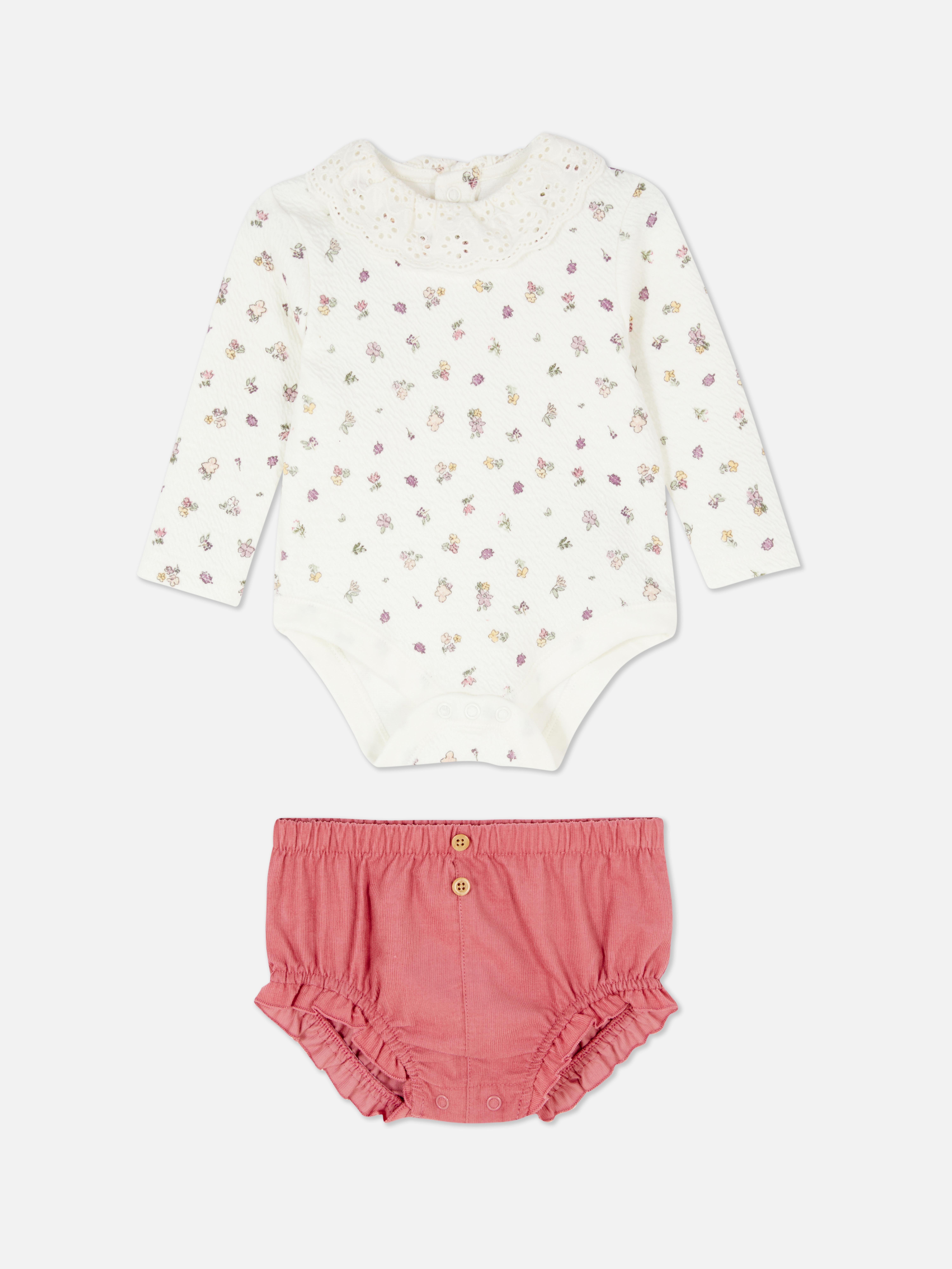 Floral Bodysuit and Frilly Bloomers Set
