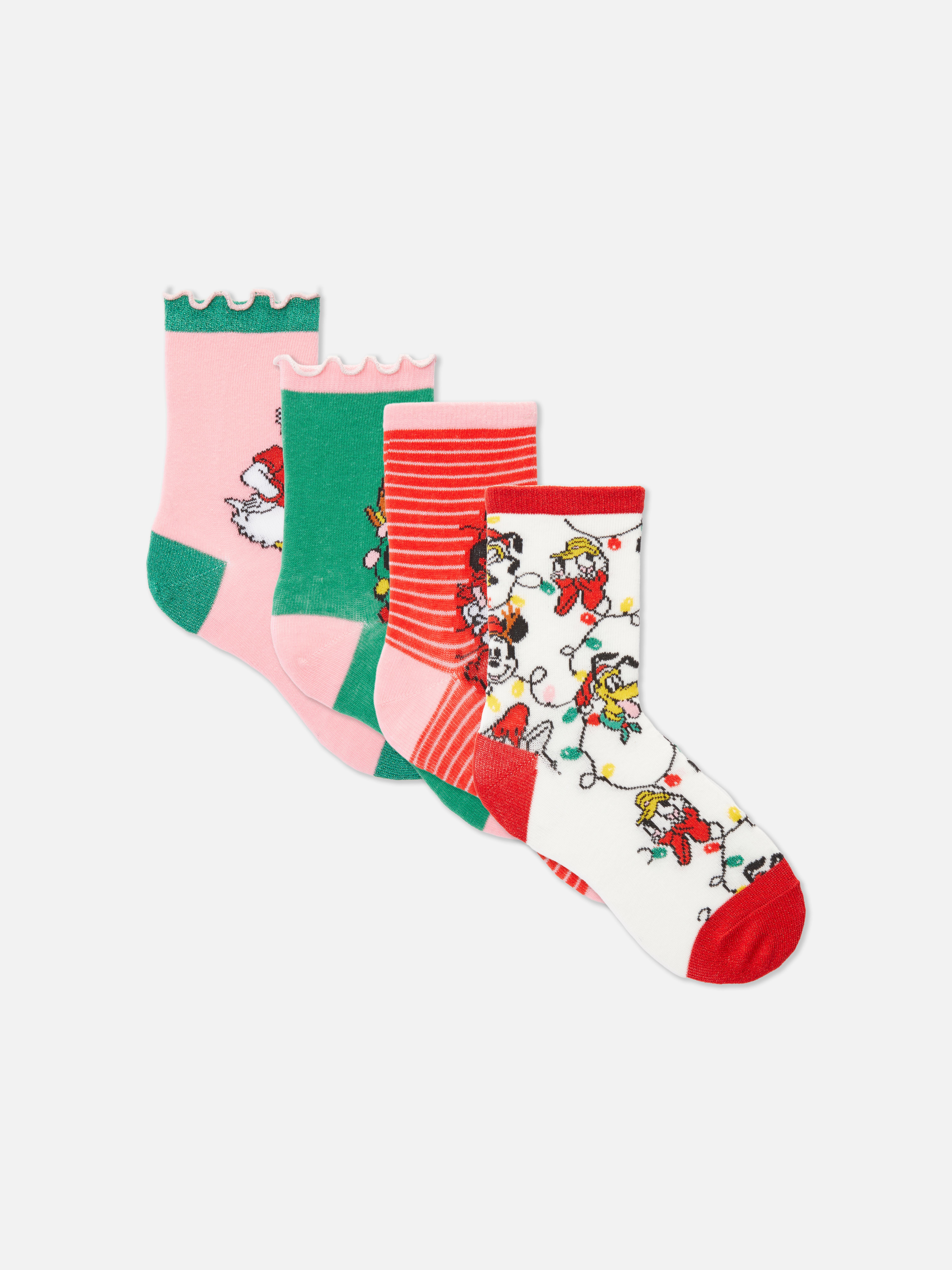4-Pack Kids' Disney's Mickey Mouse and Friends Christmas Ankle Socks