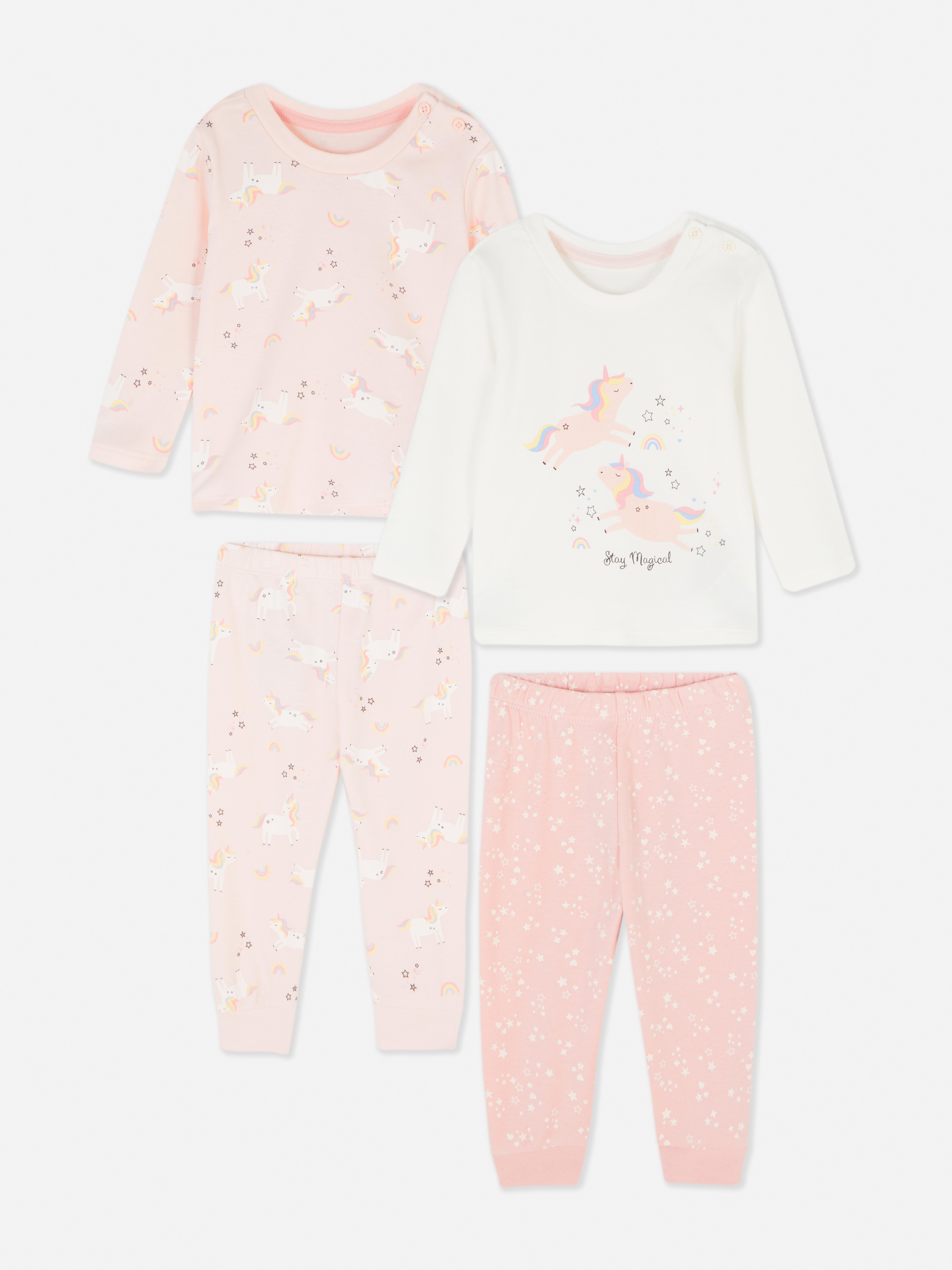 Pyjama's met eenhoornprint en lange mouwen, set van 2