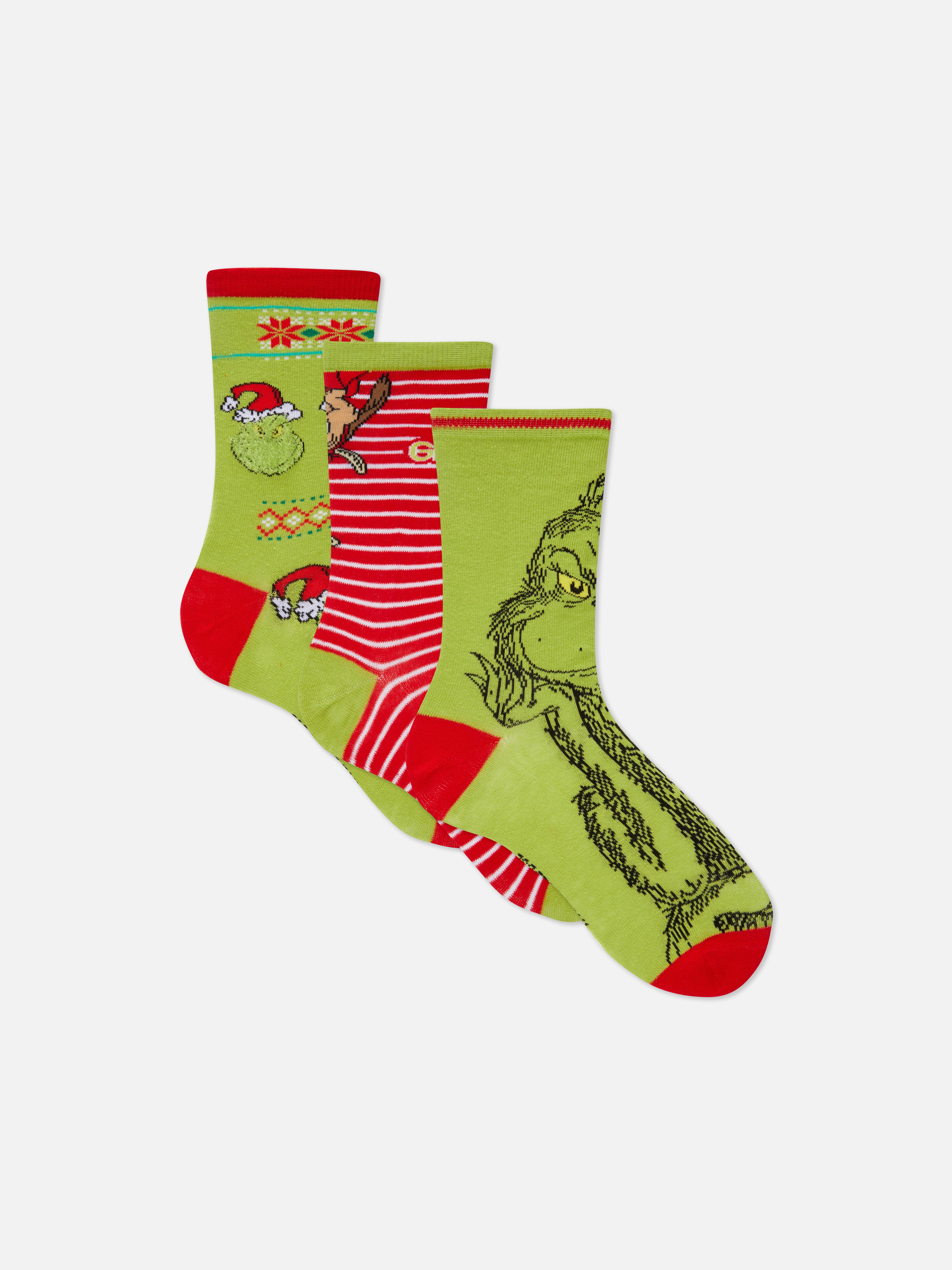 3-Pack The Grinch Women's Christmas Crew Socks