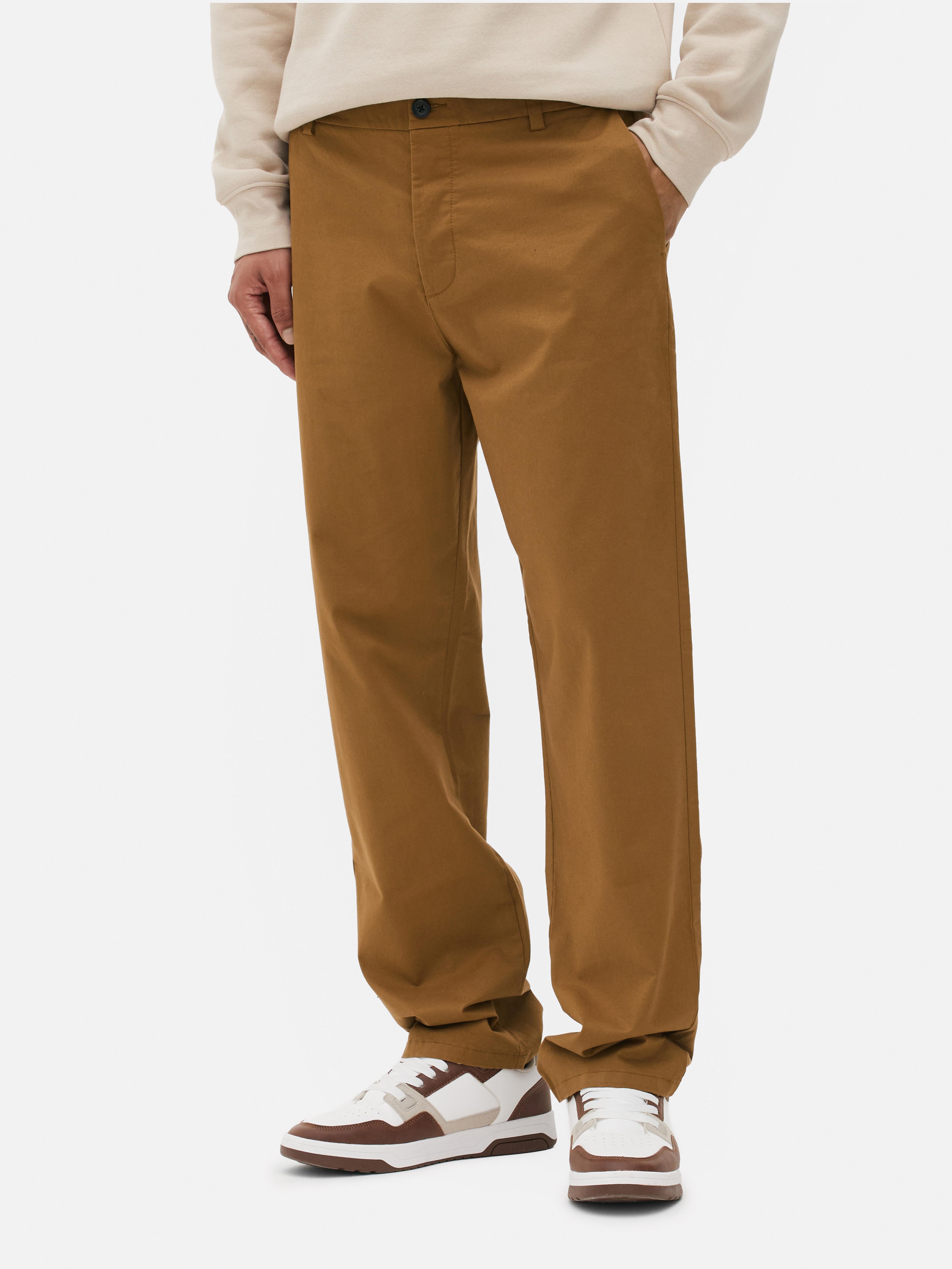 Mens Tobacco Straight Fit Chino Trousers | Primark