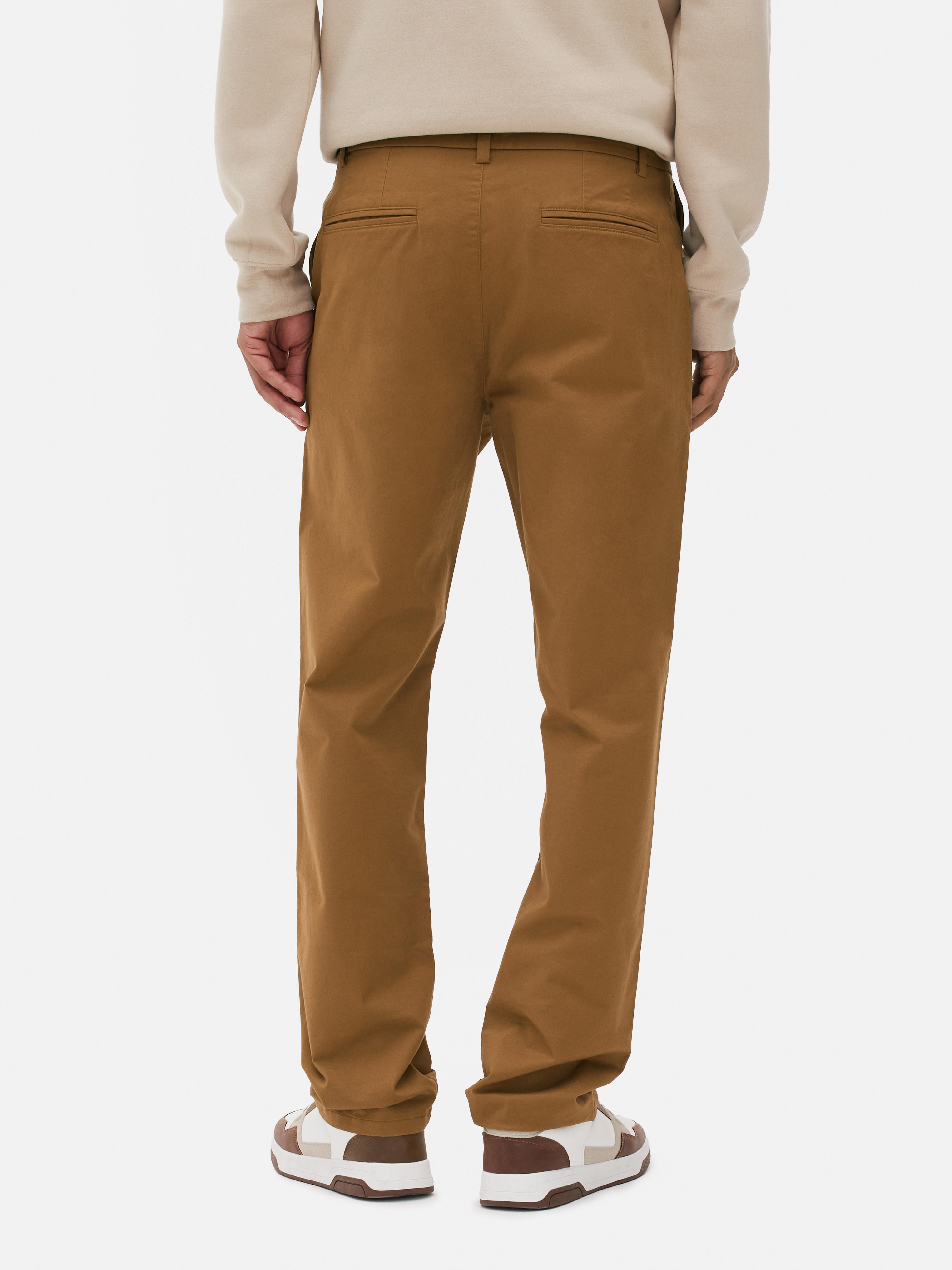 Mens Tobacco Straight Fit Chino Trousers | Primark