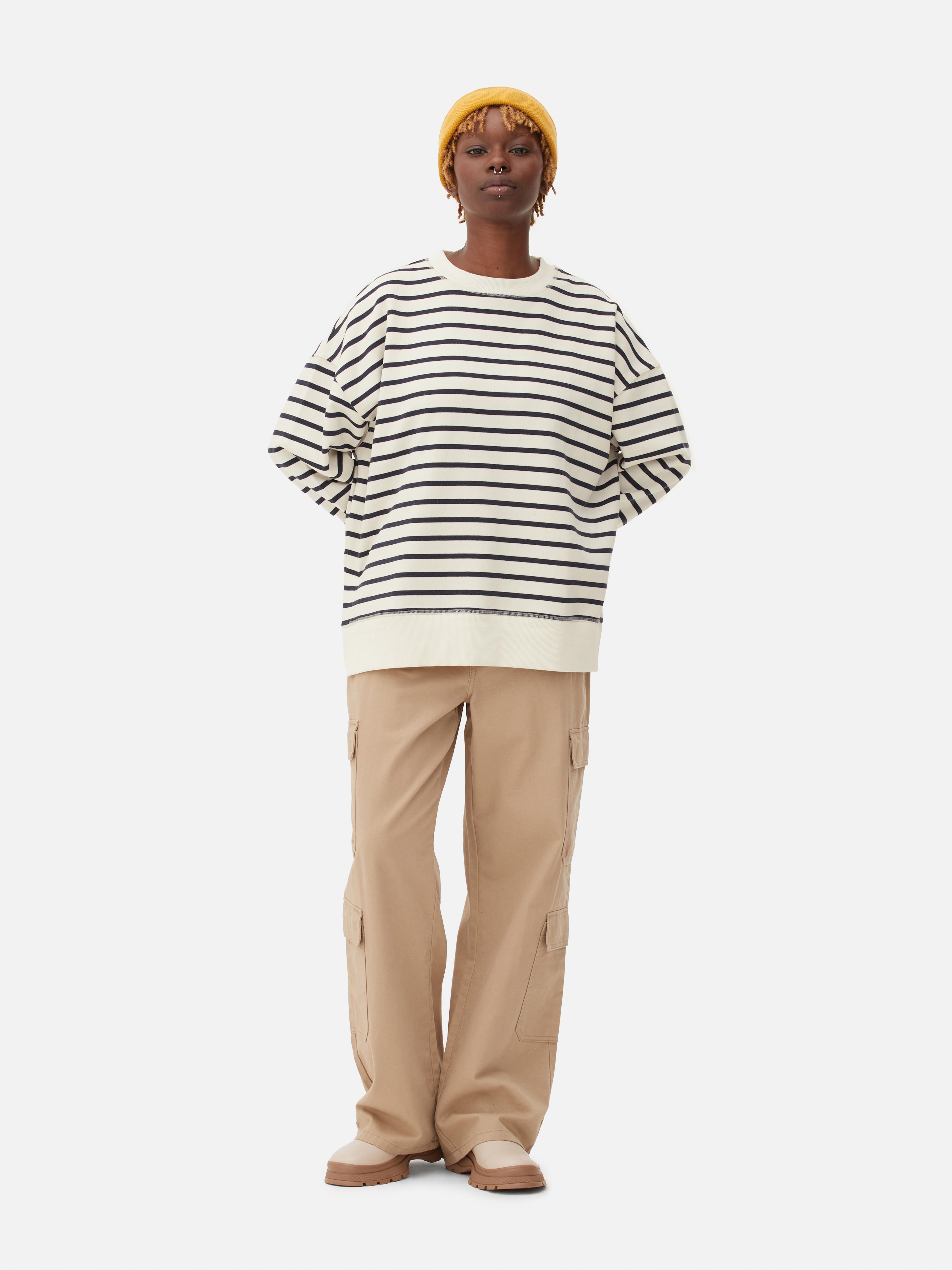 Oversized striped outlet sweatshirt