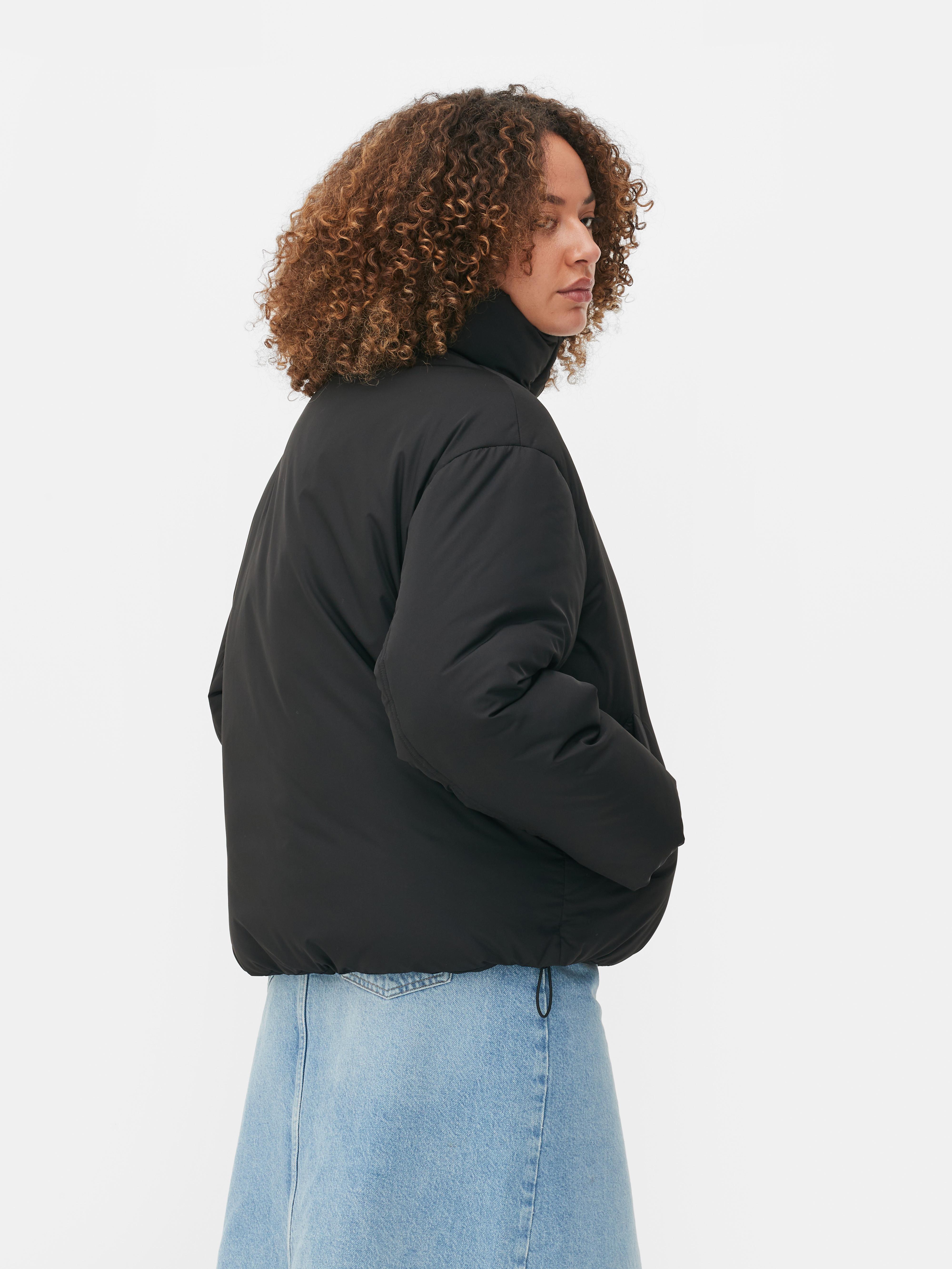 Black funnel neck puffer jacket best sale