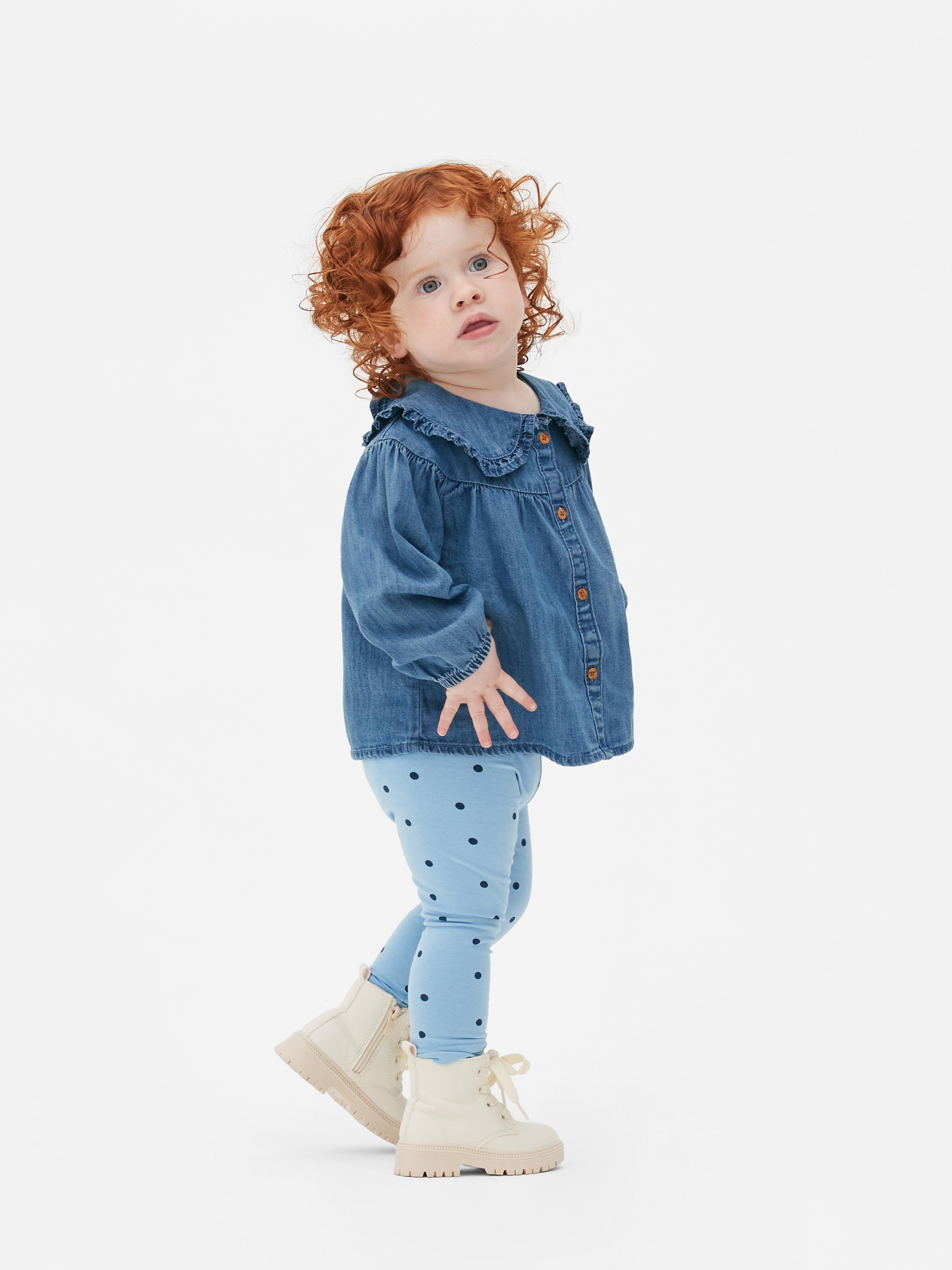 Denim Blouse and Leggings Set