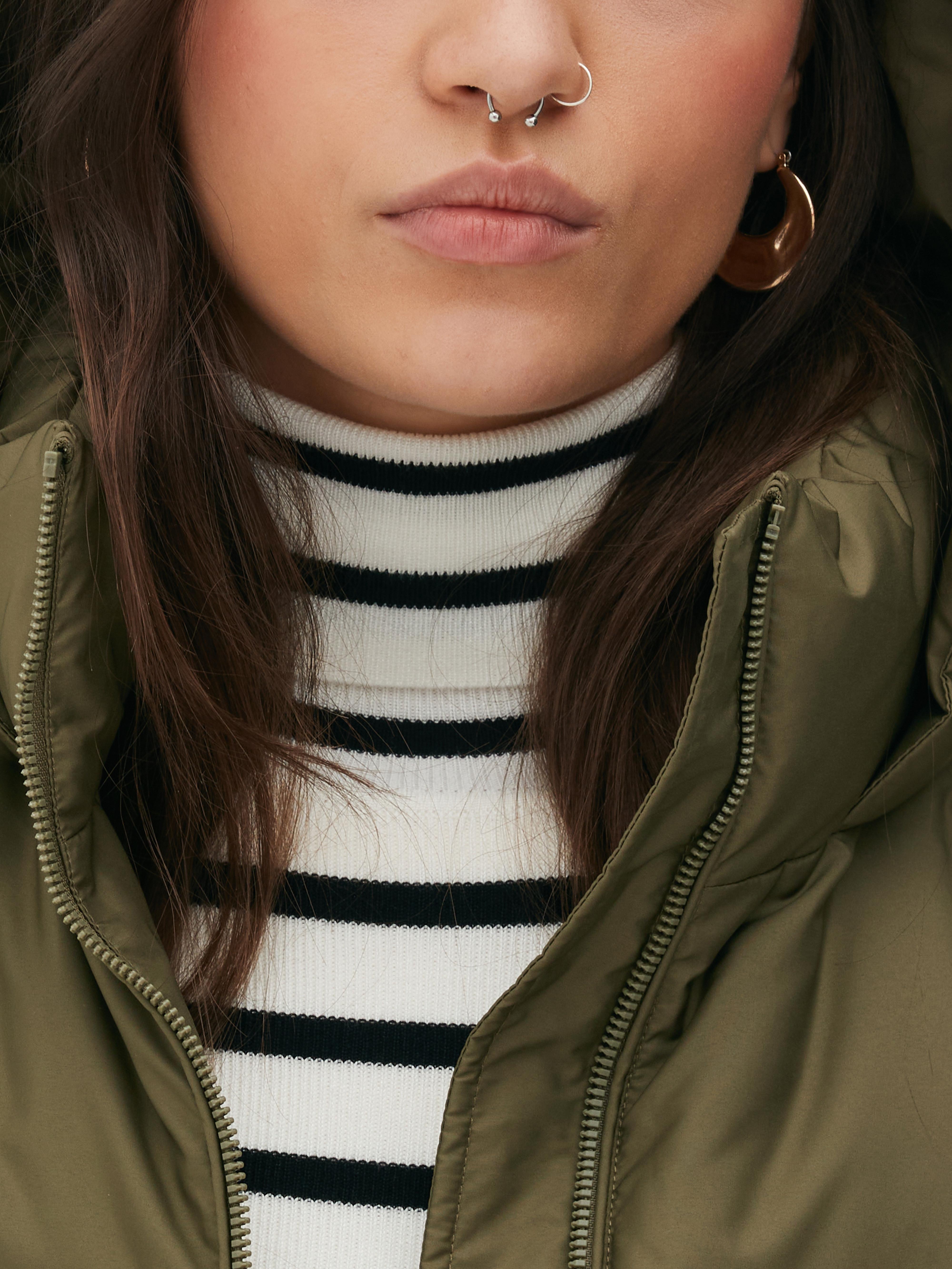 Womens Khaki Quilted Hooded Gilet Primark