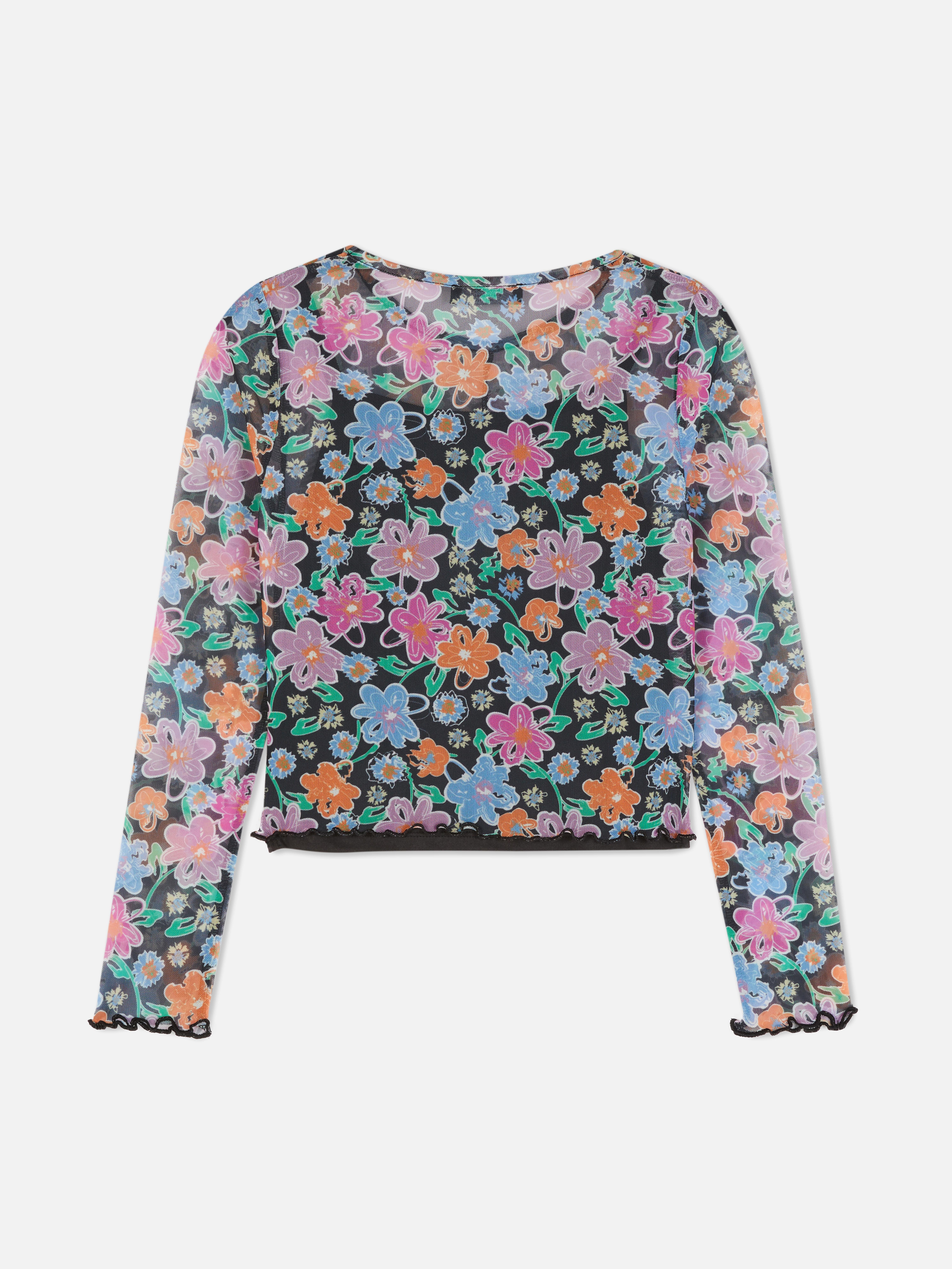 Floral Mesh Long Sleeve T-shirt | Primark