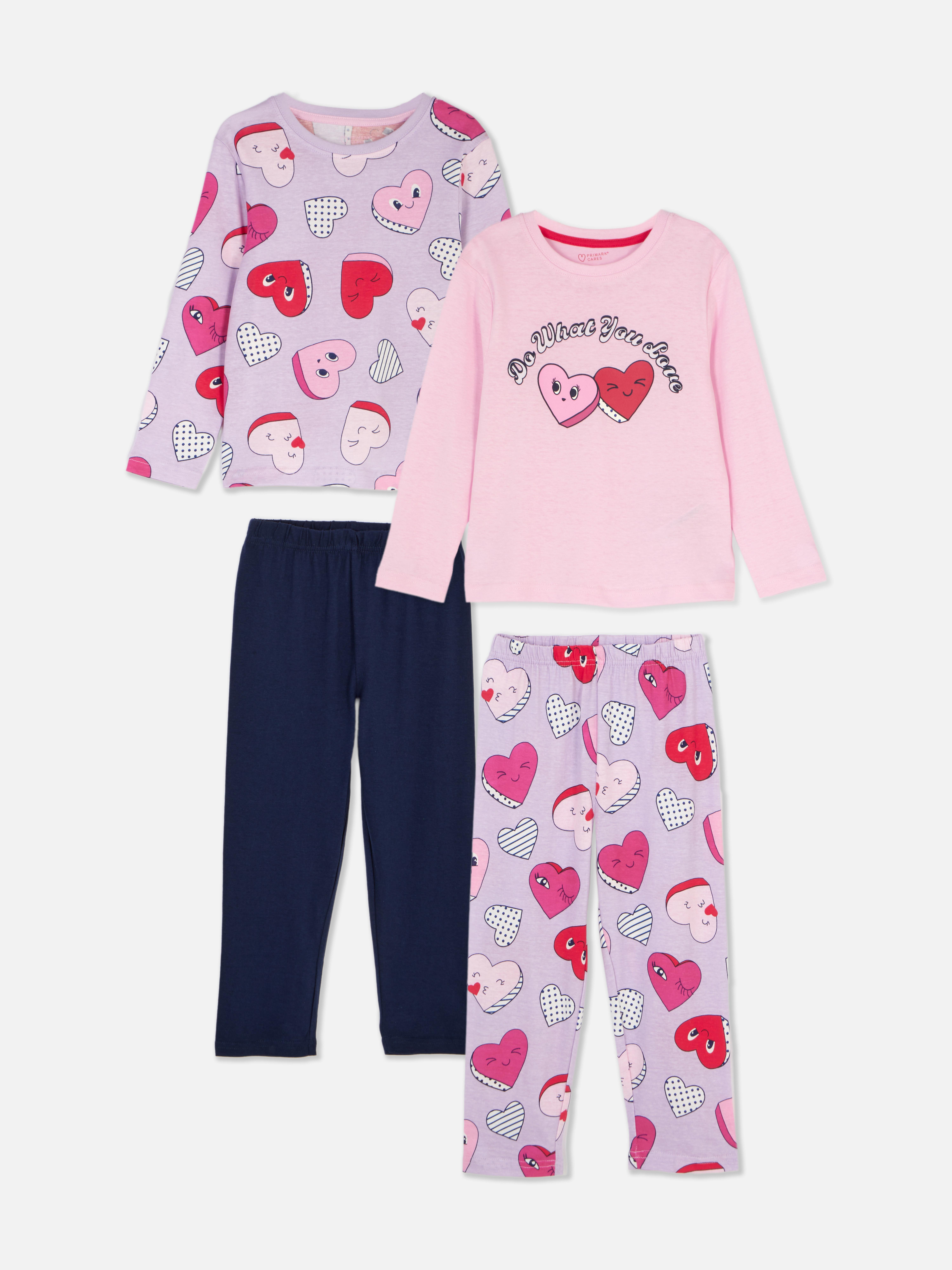 2pk Mixed Heart Print Pyjamas