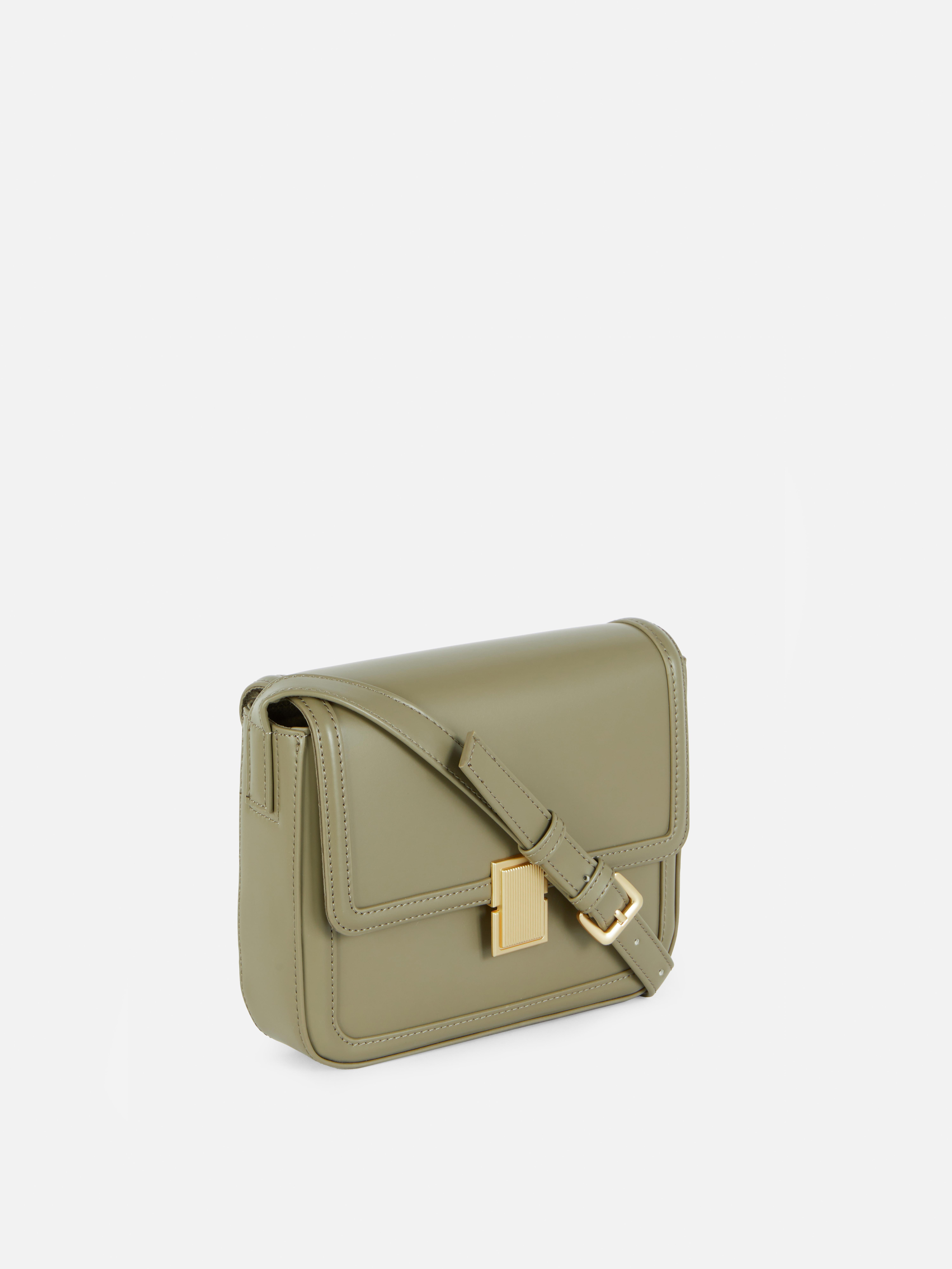 Women's Khaki Minimal Faux Leather Crossbody Bag Penneys