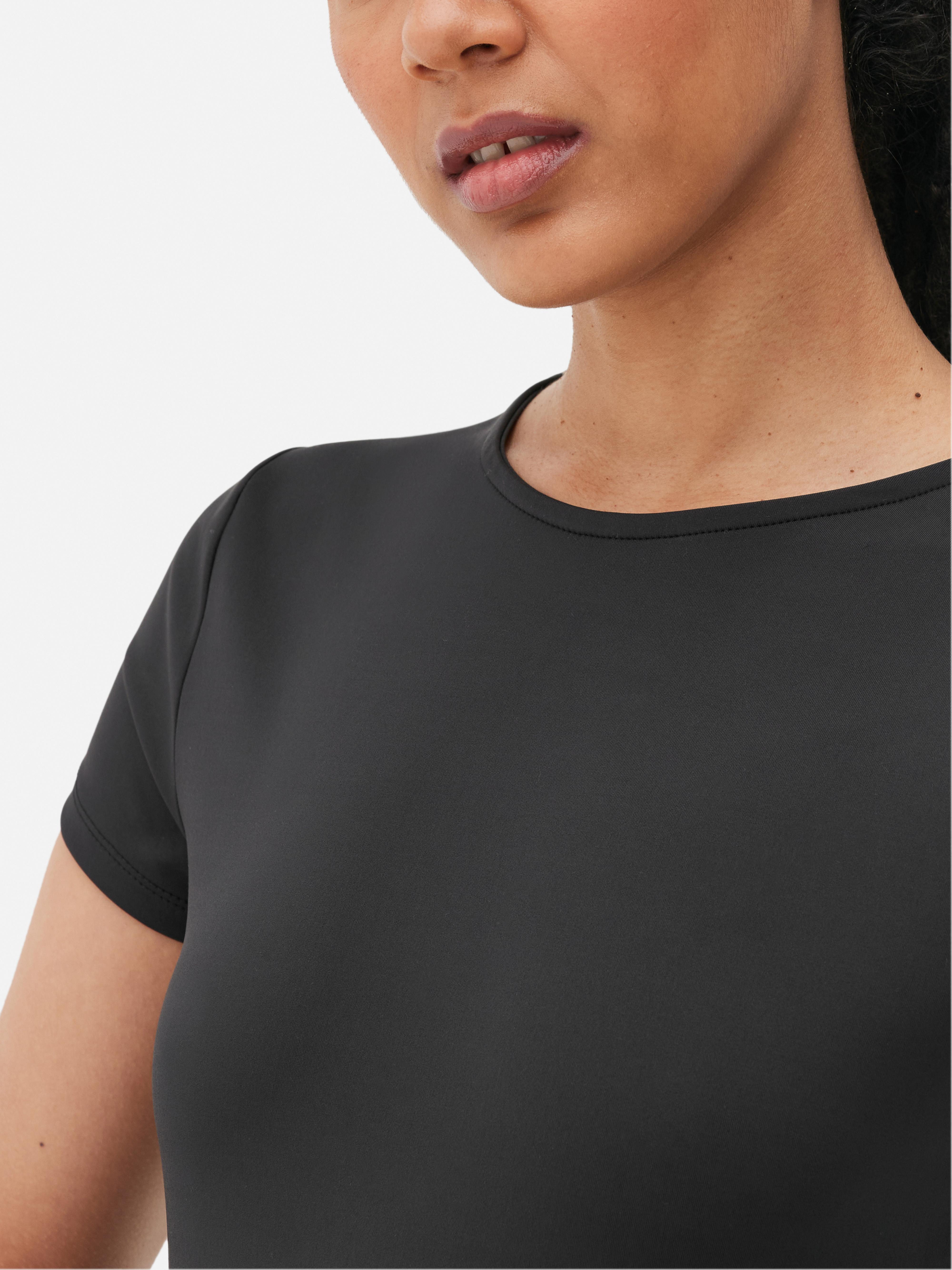 Womens Black Short Sleeve Unitard