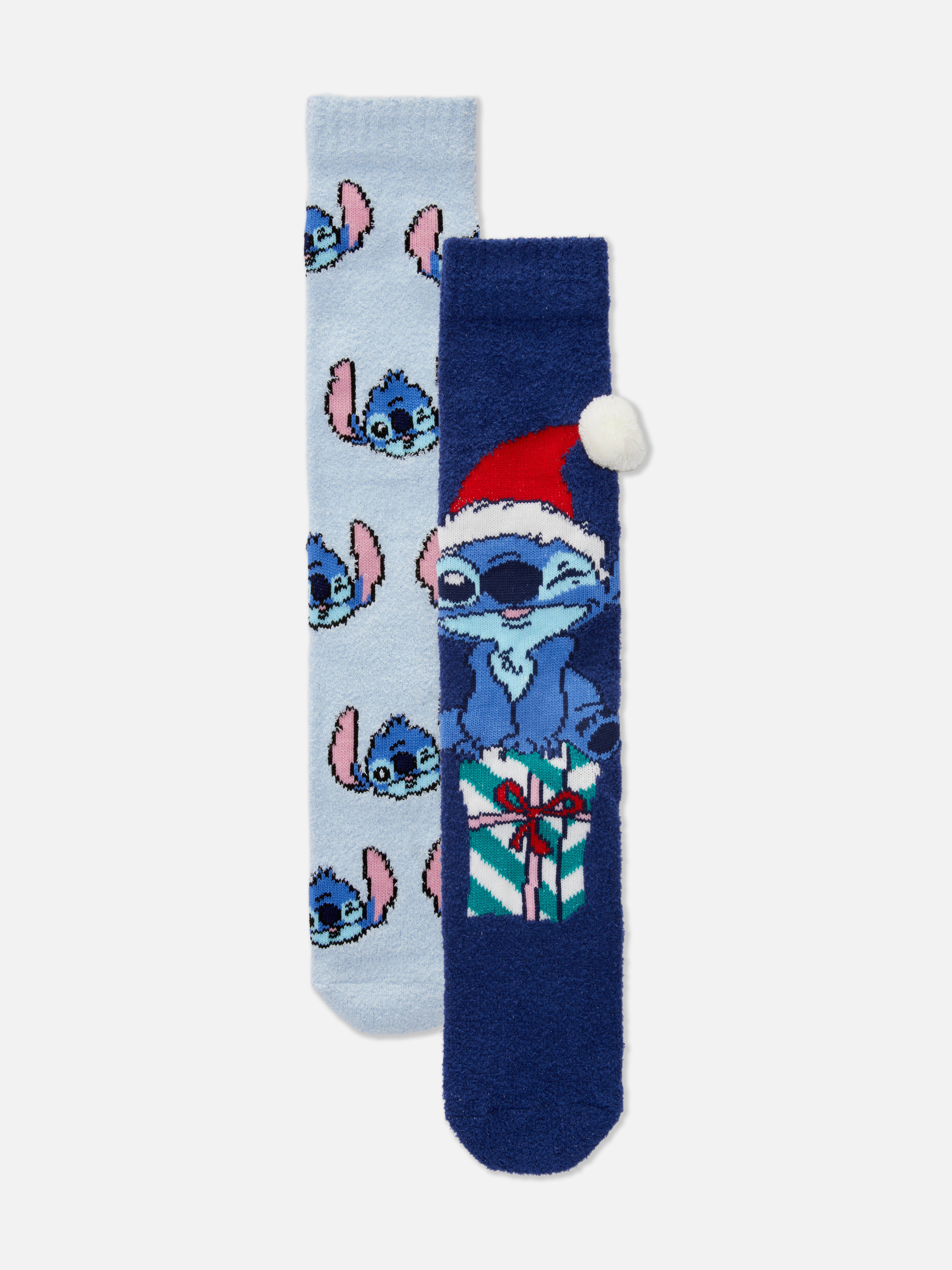 2pk Men's Disney's Lilo & Stitch Fluffy Christmas Socks