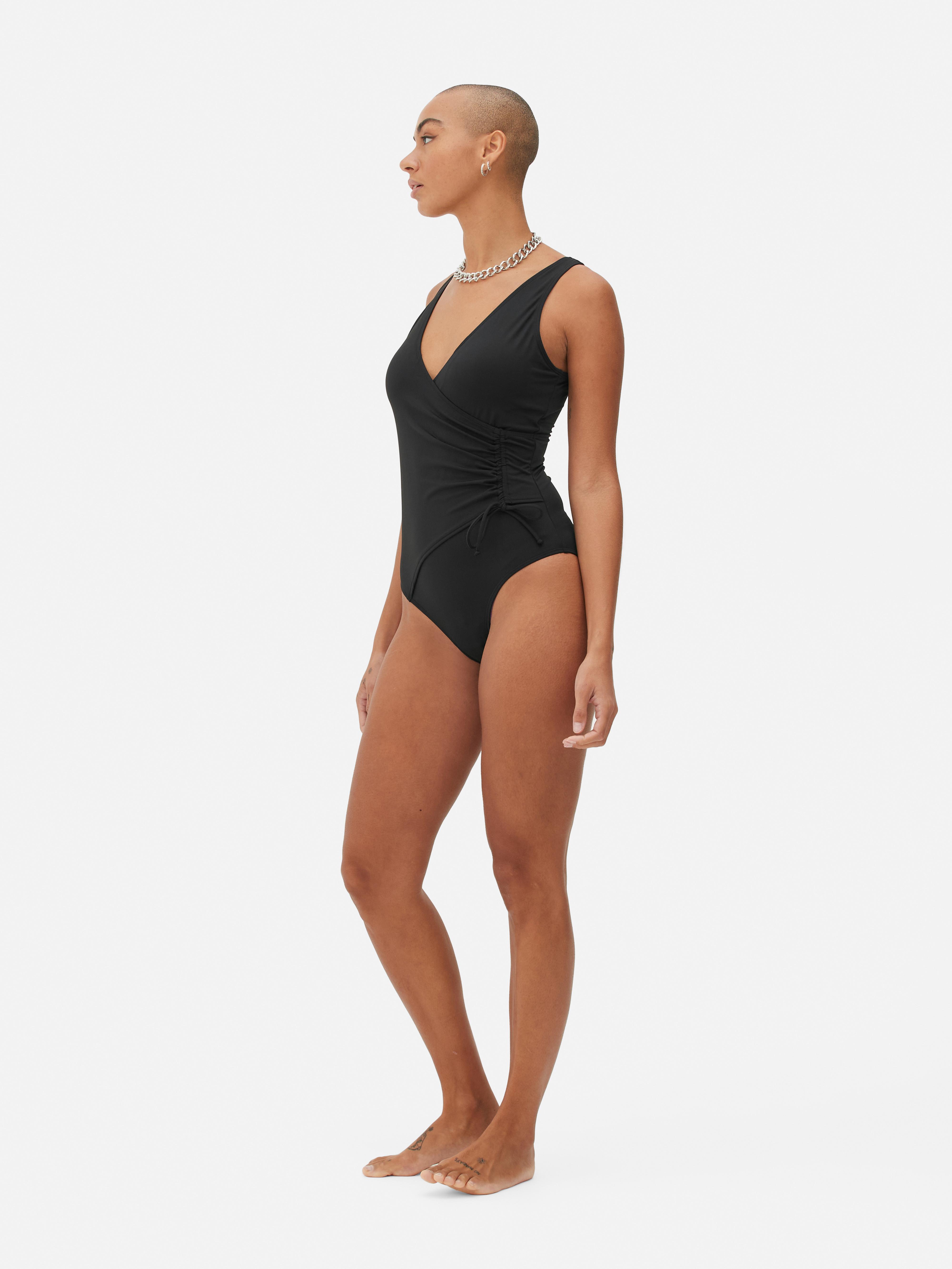 Black wrap store one piece swimsuit