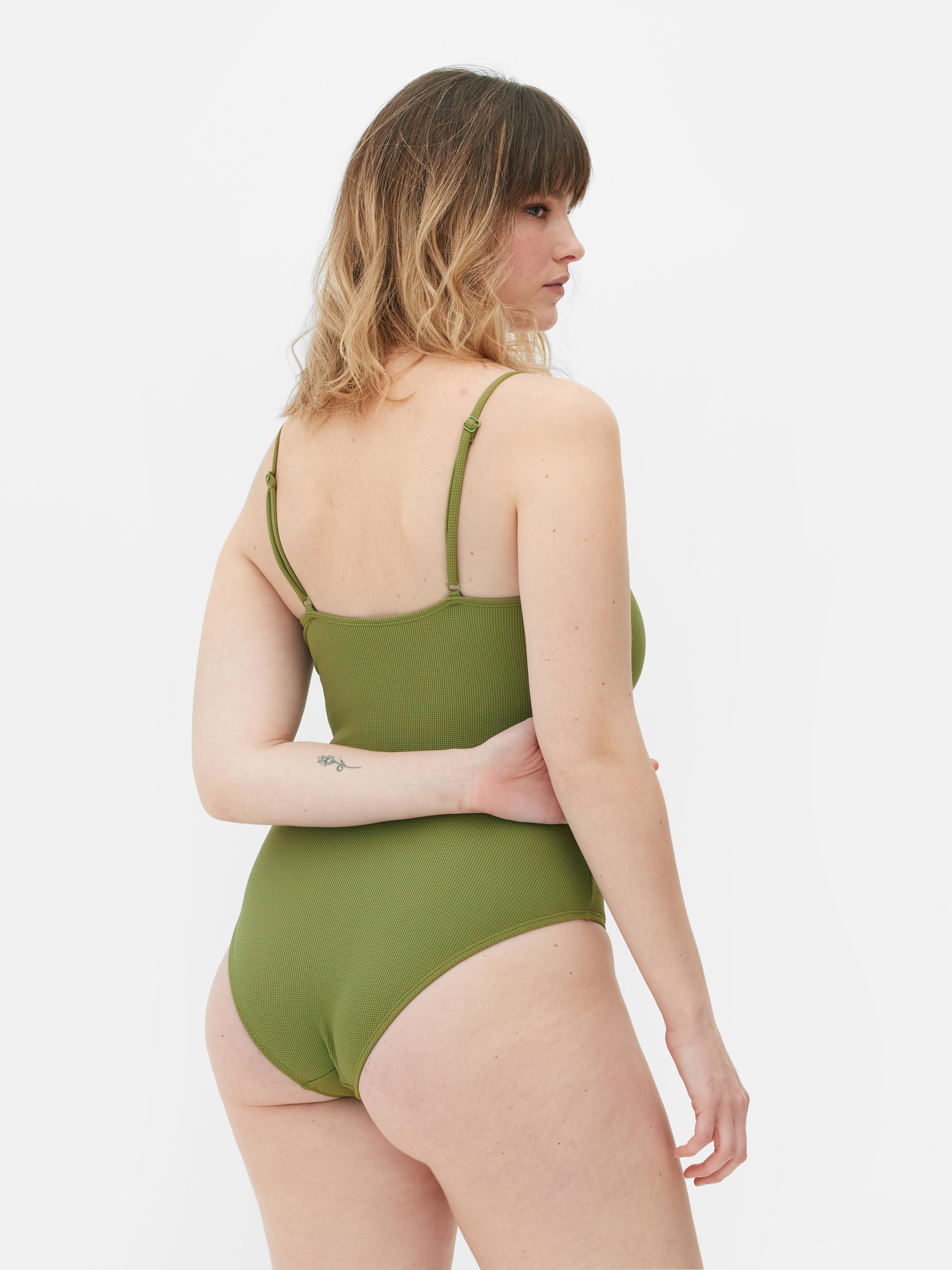 Women's Light Green Ribbed Swimsuit Primark