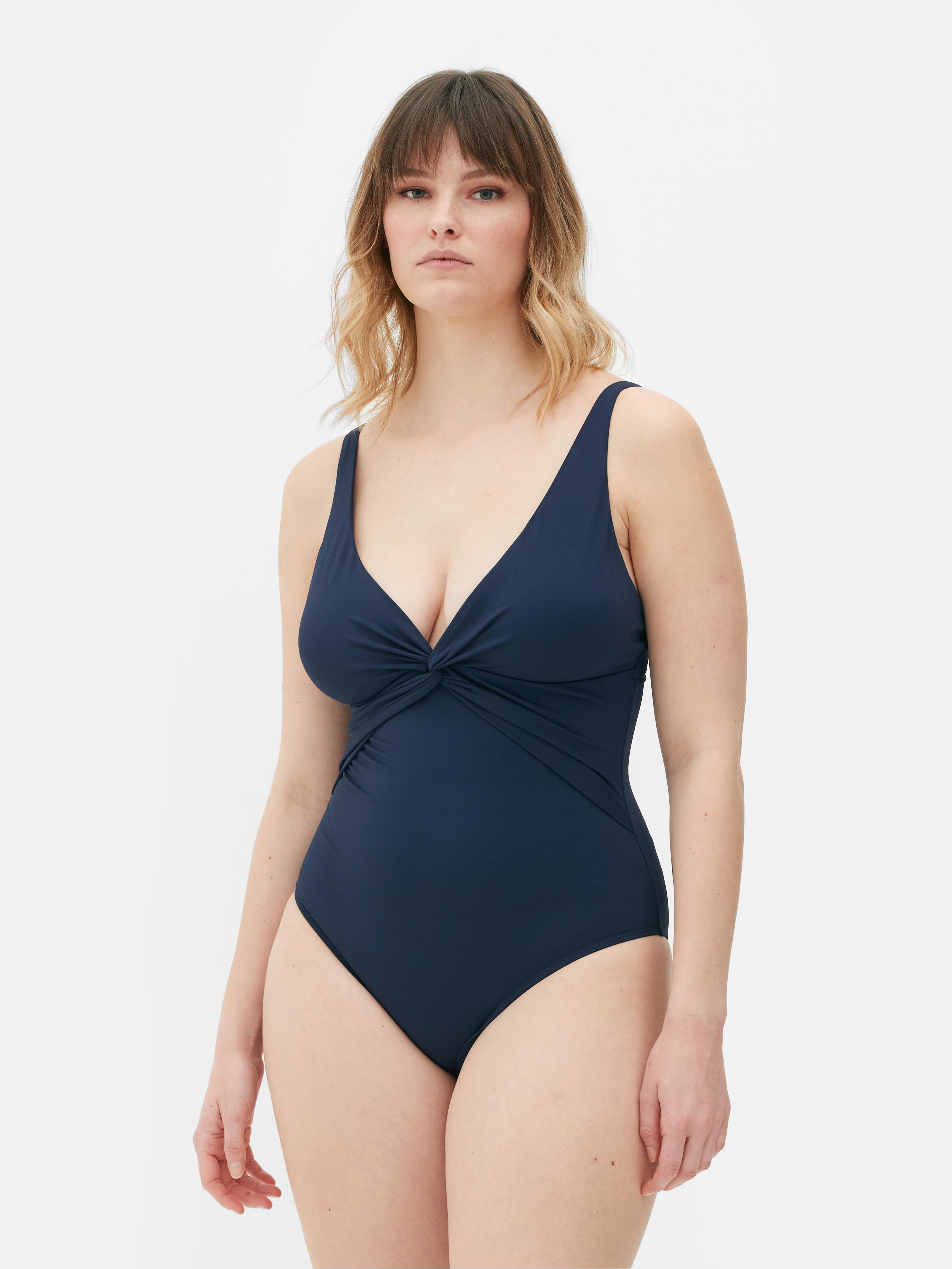 V-Neck Twist Front Control Swimsuit