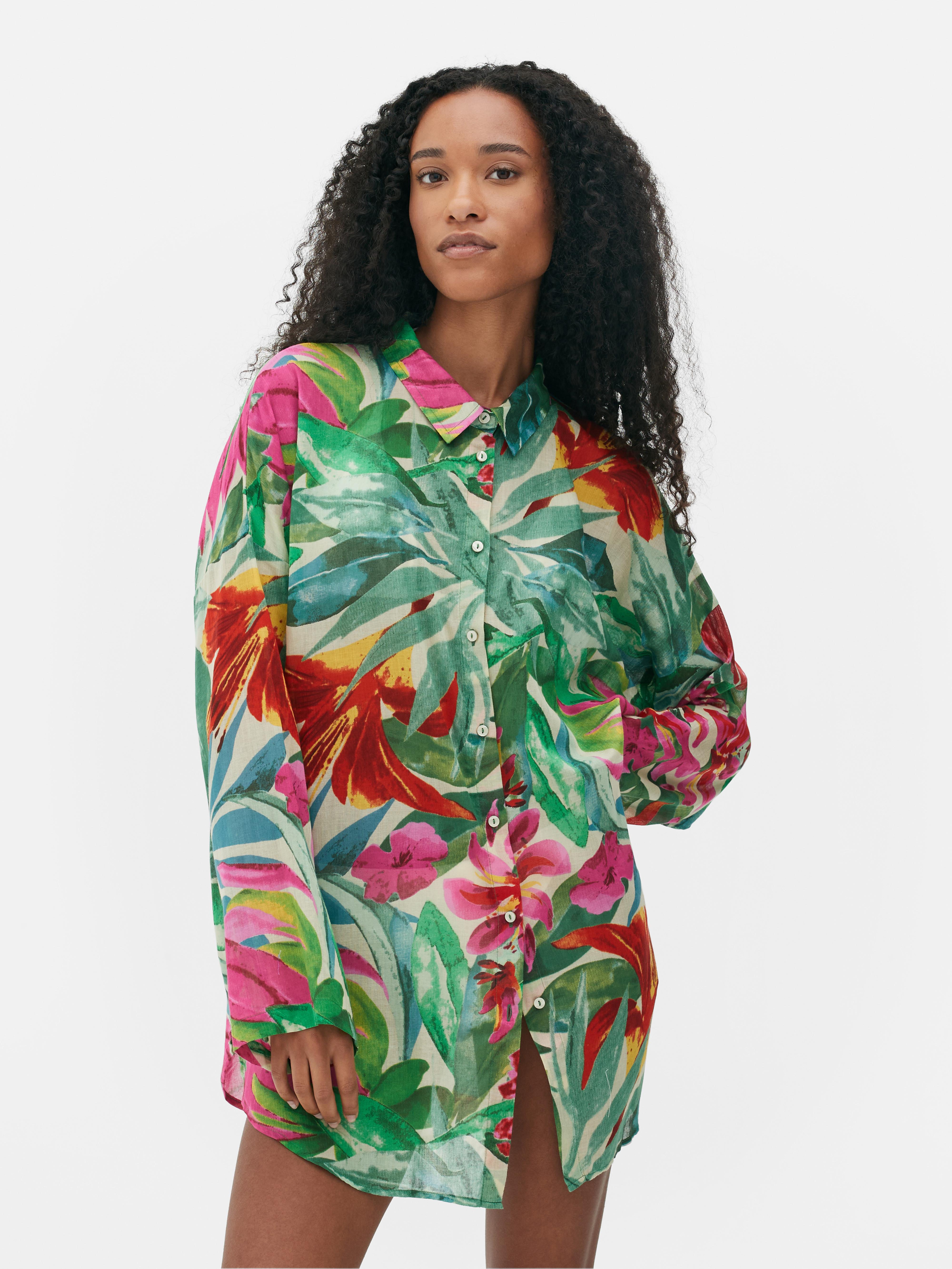 Womens Fuchsia Printed Beach Shirt | Primark