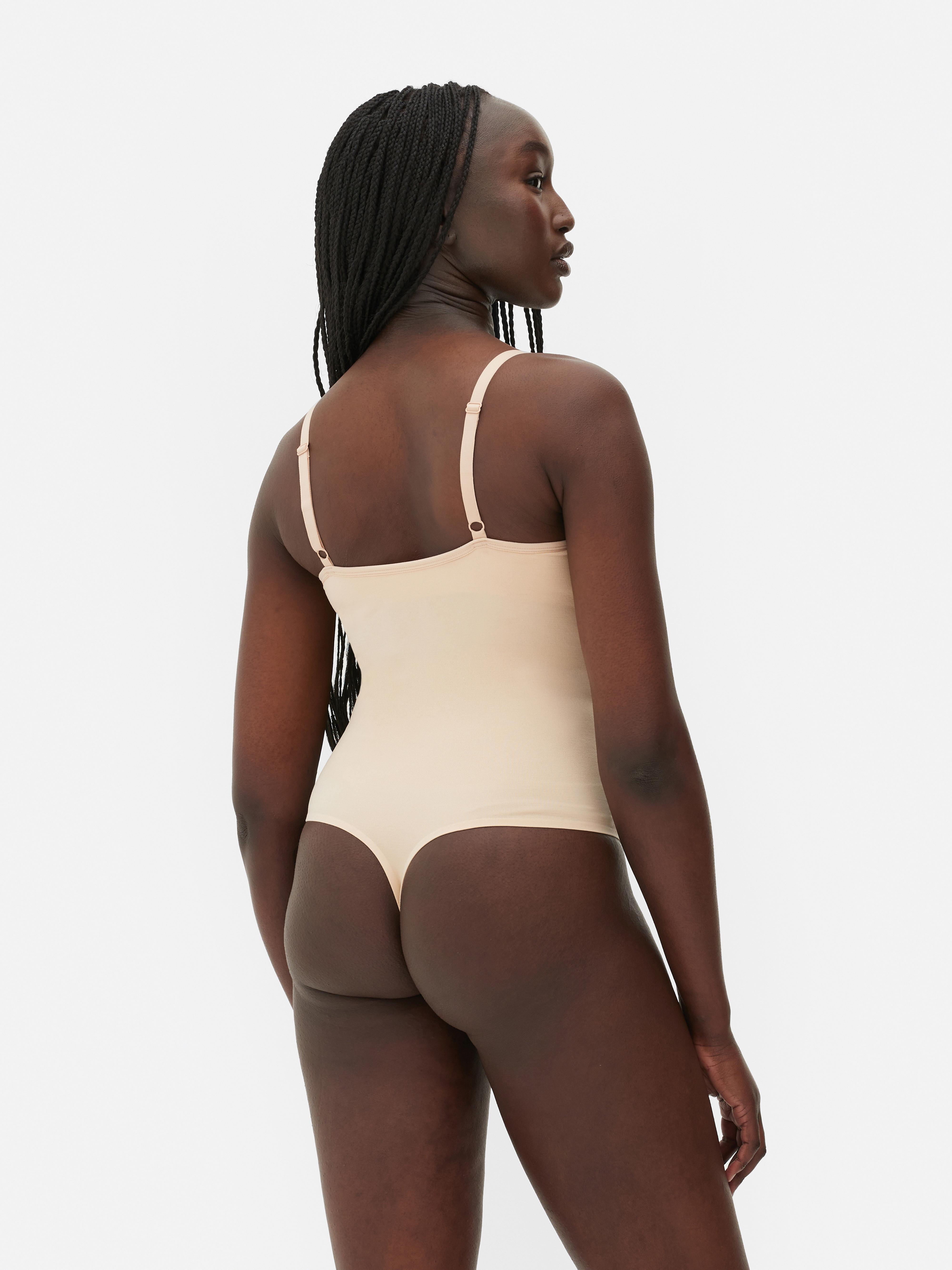 Women's Taupe Seamless Cupped Shapewear Thong Bodysuit Primark