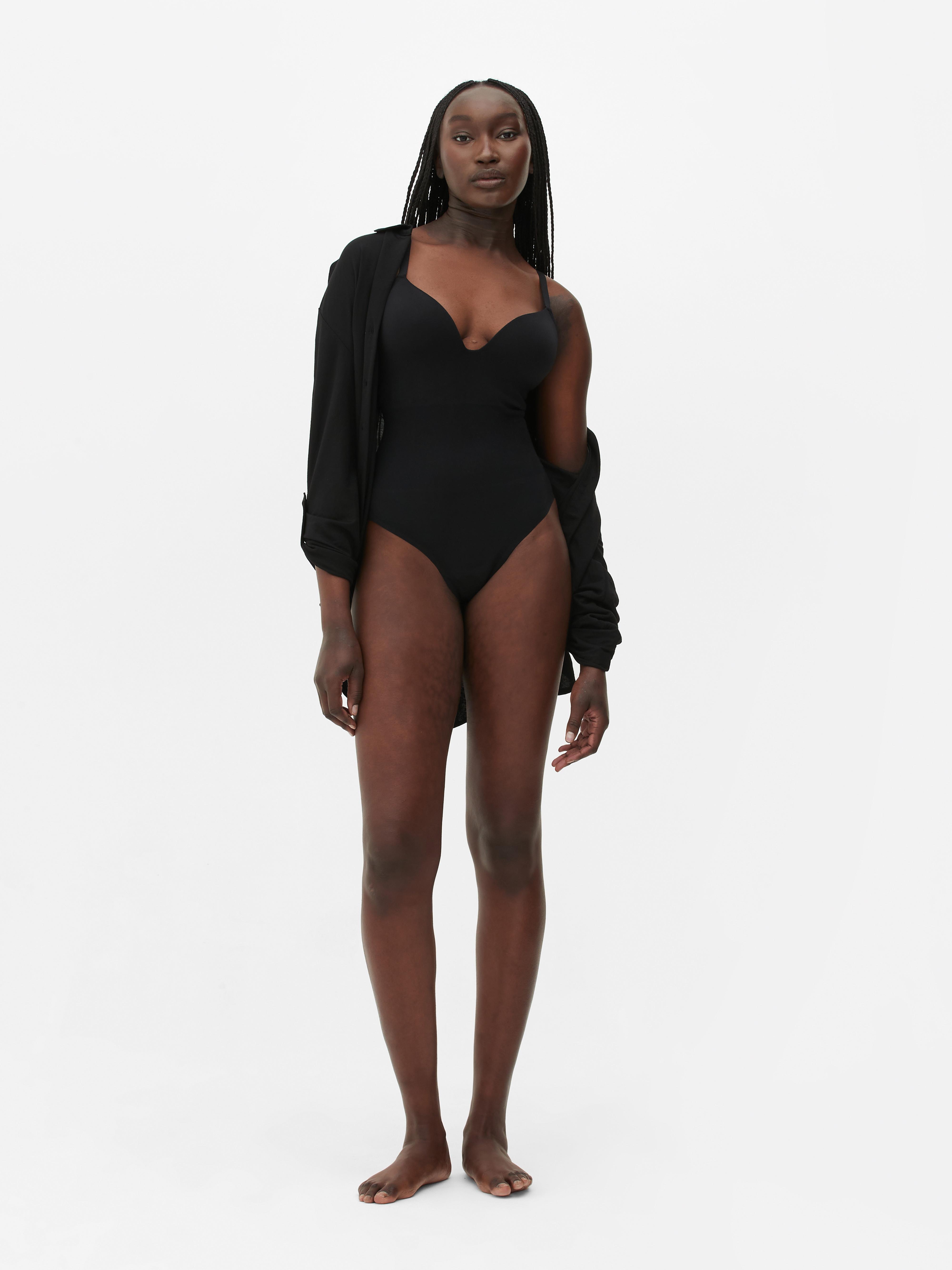 Black Seamless Bodysuit with Cups