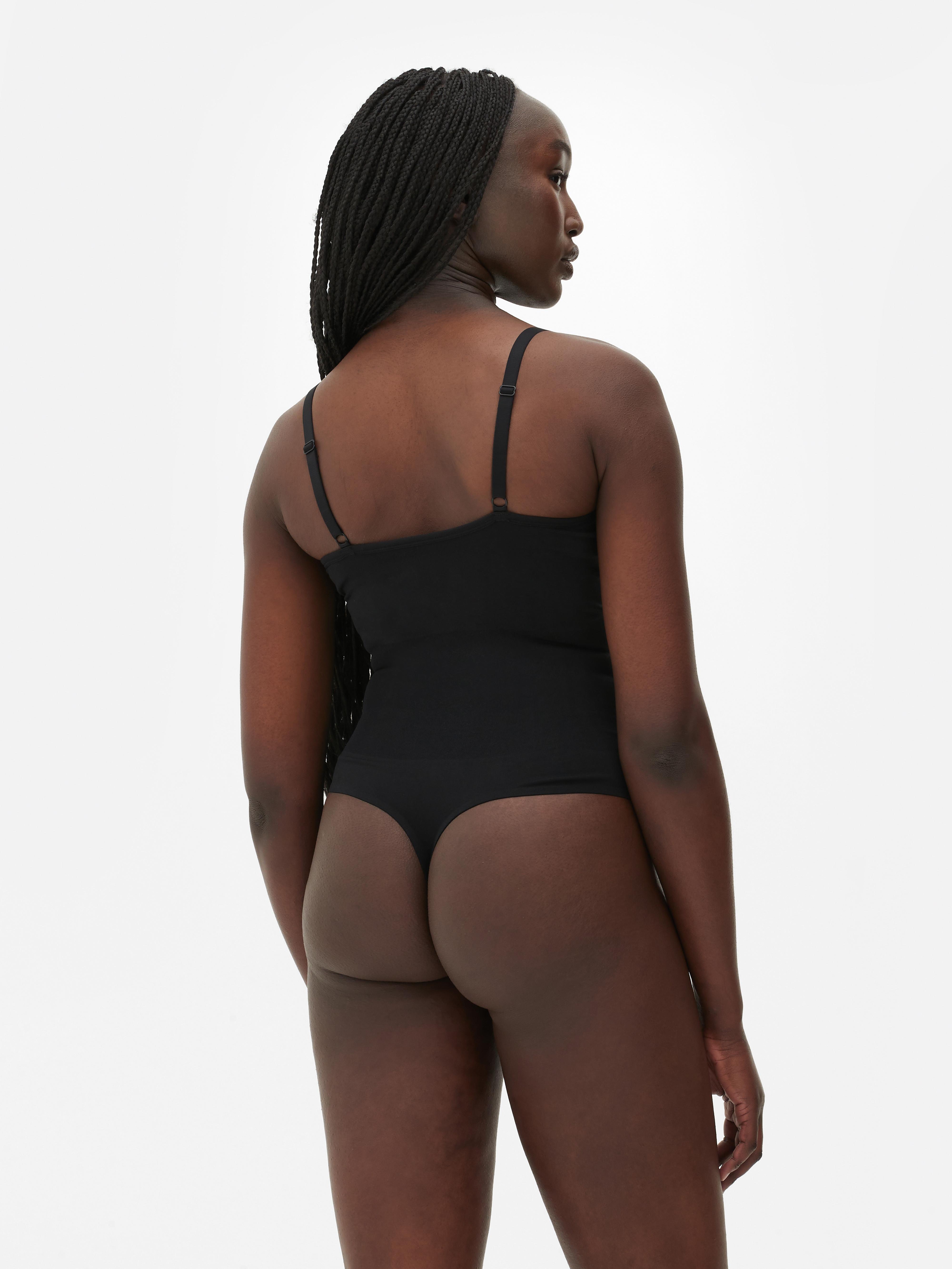 Womens Black Seamless Cupped Shapewear Thong Bodysuit Primark