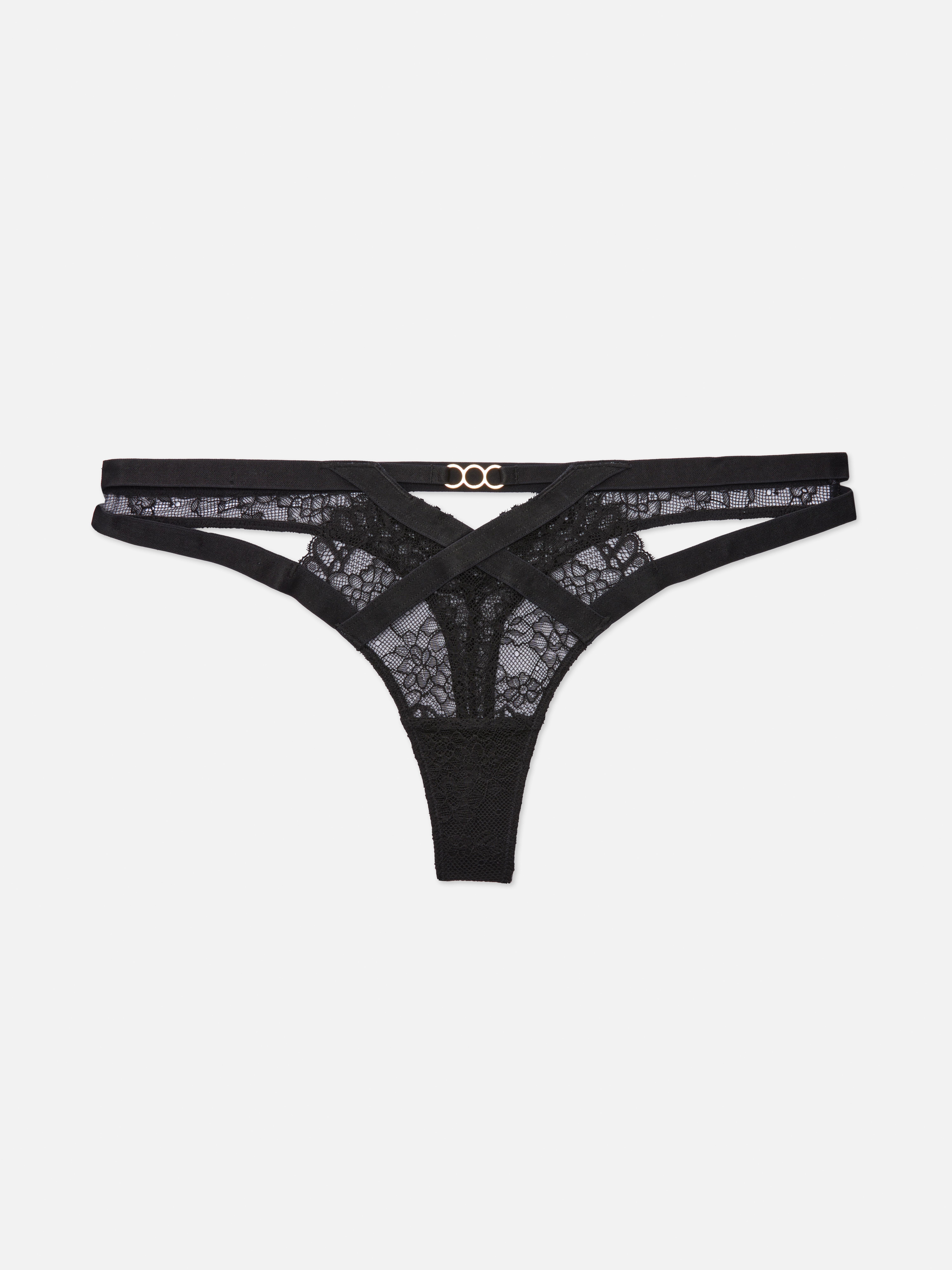Strappy Lace Panel Thong