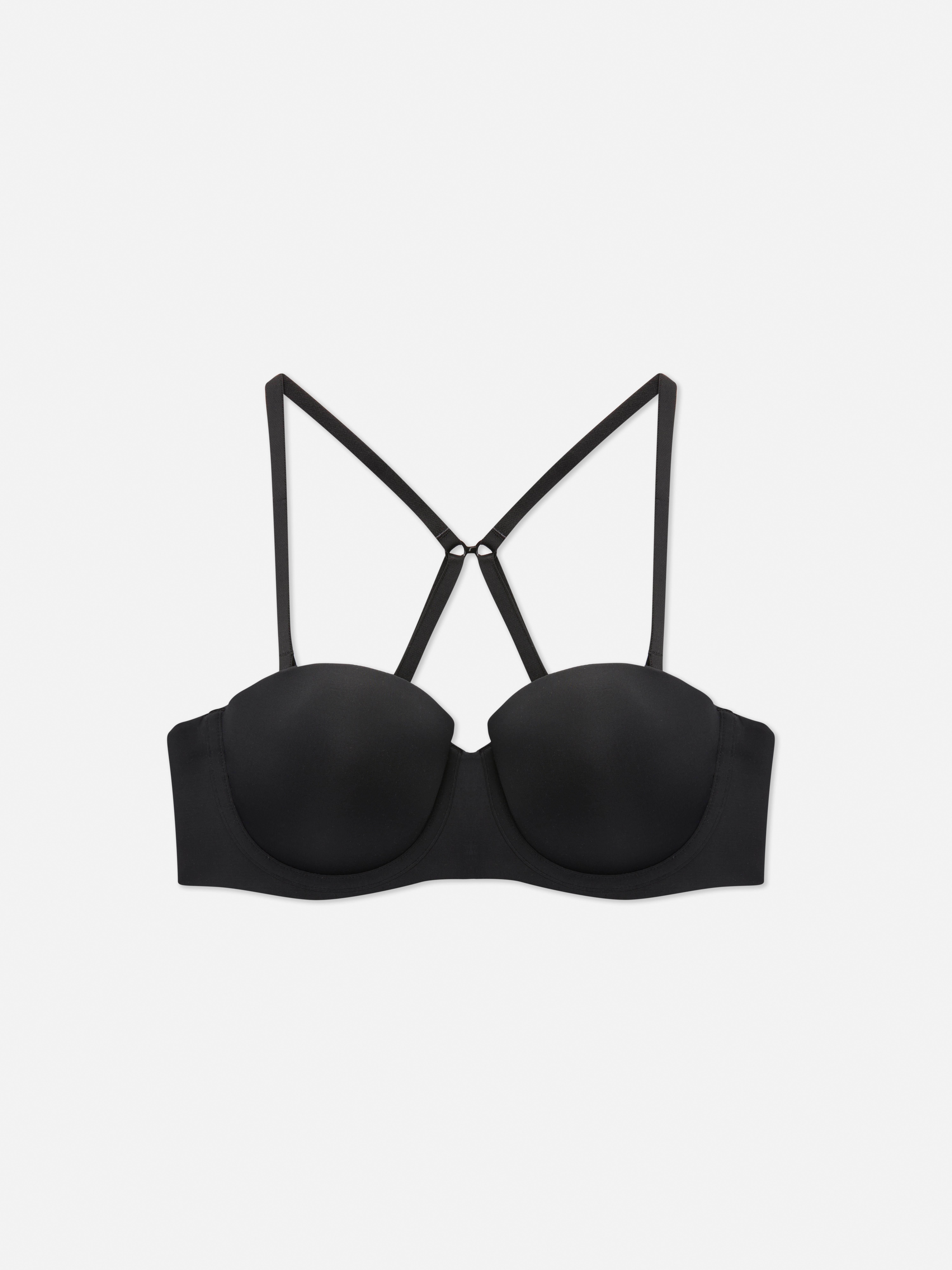 Womens Black Multiway Strapless Bra With Racerback Clip