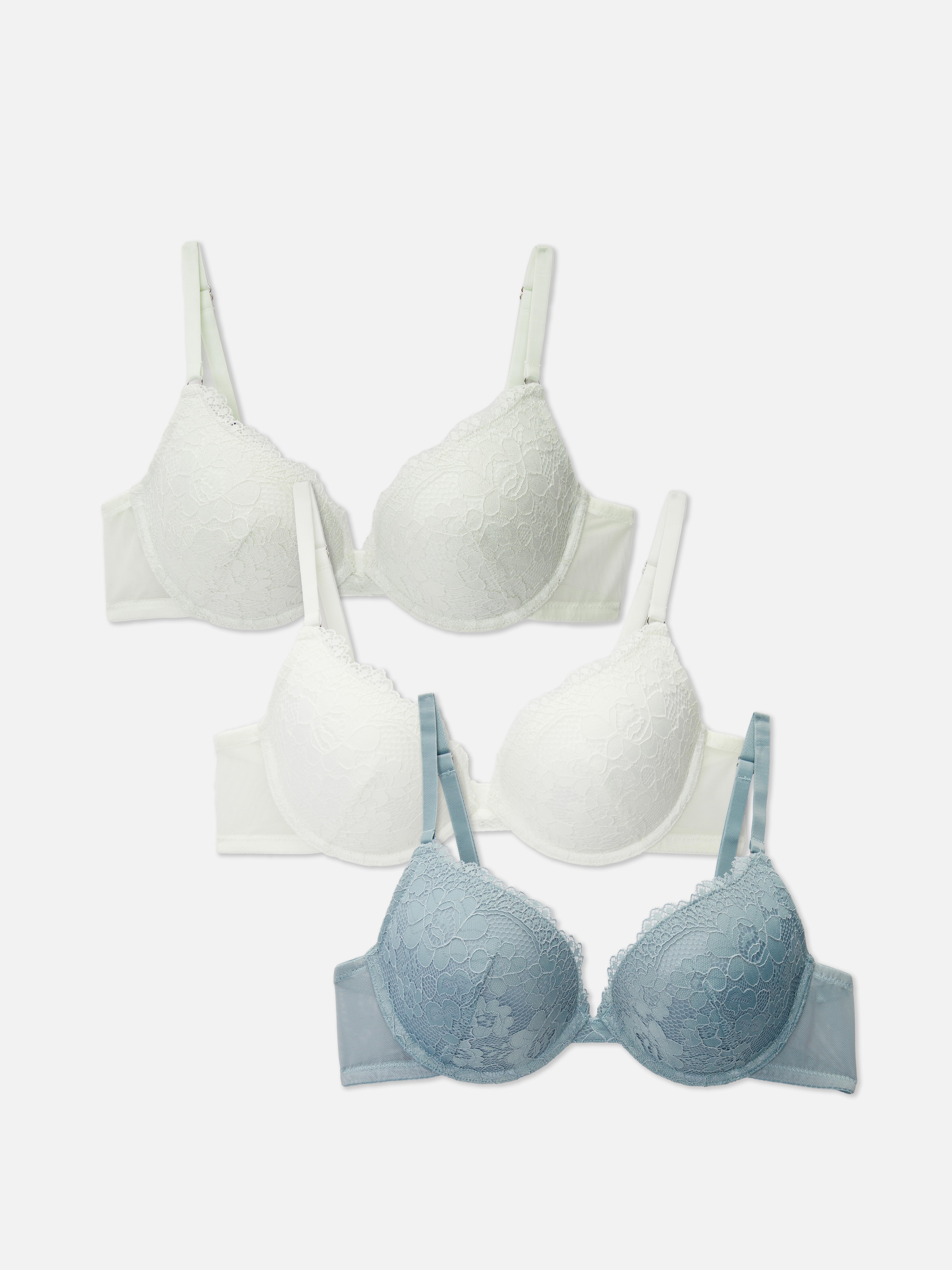 Lot de 3 soutiens-gorge push-up plongeants en dentelle