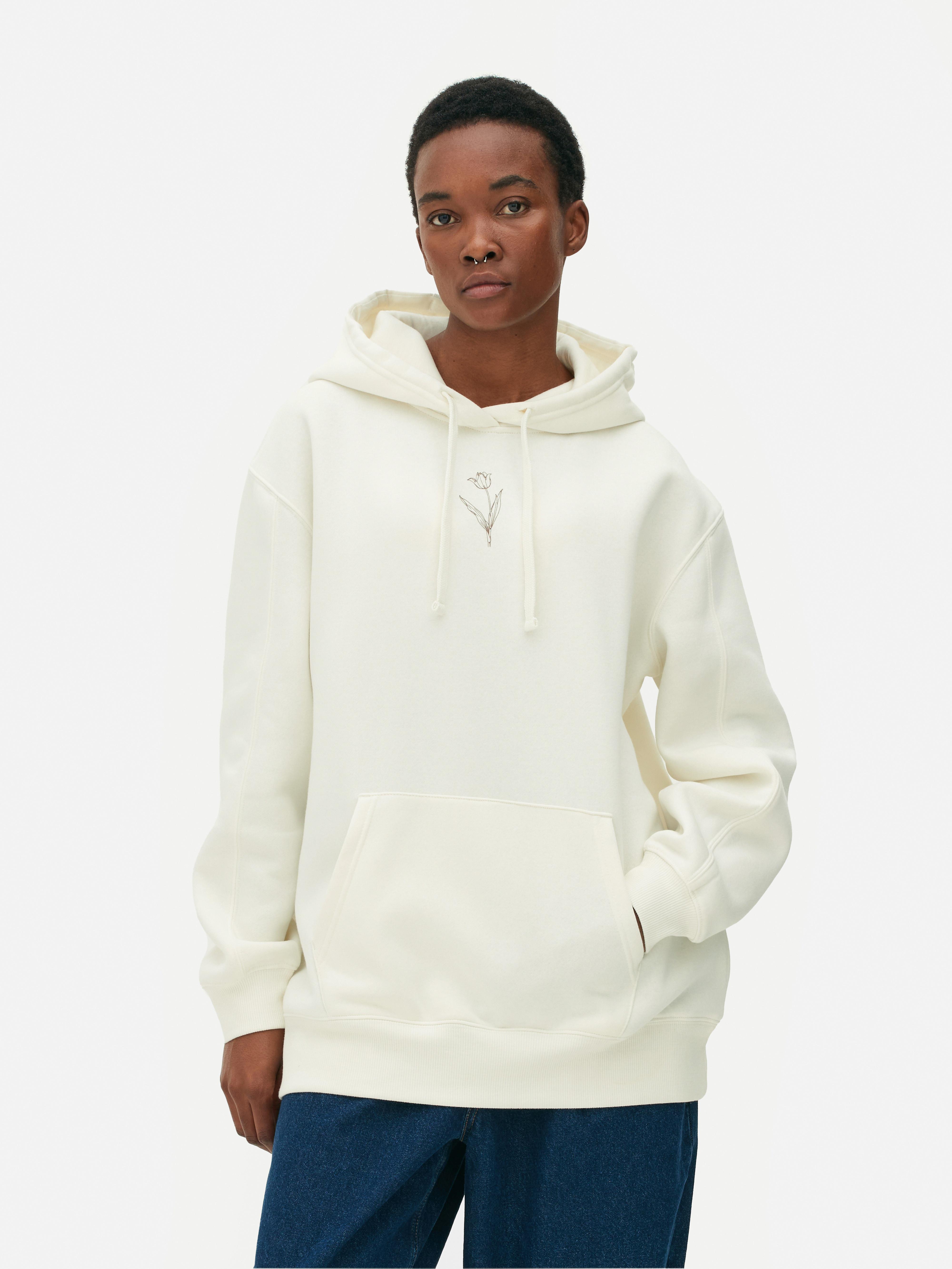 Baggy hot sale white hoodie