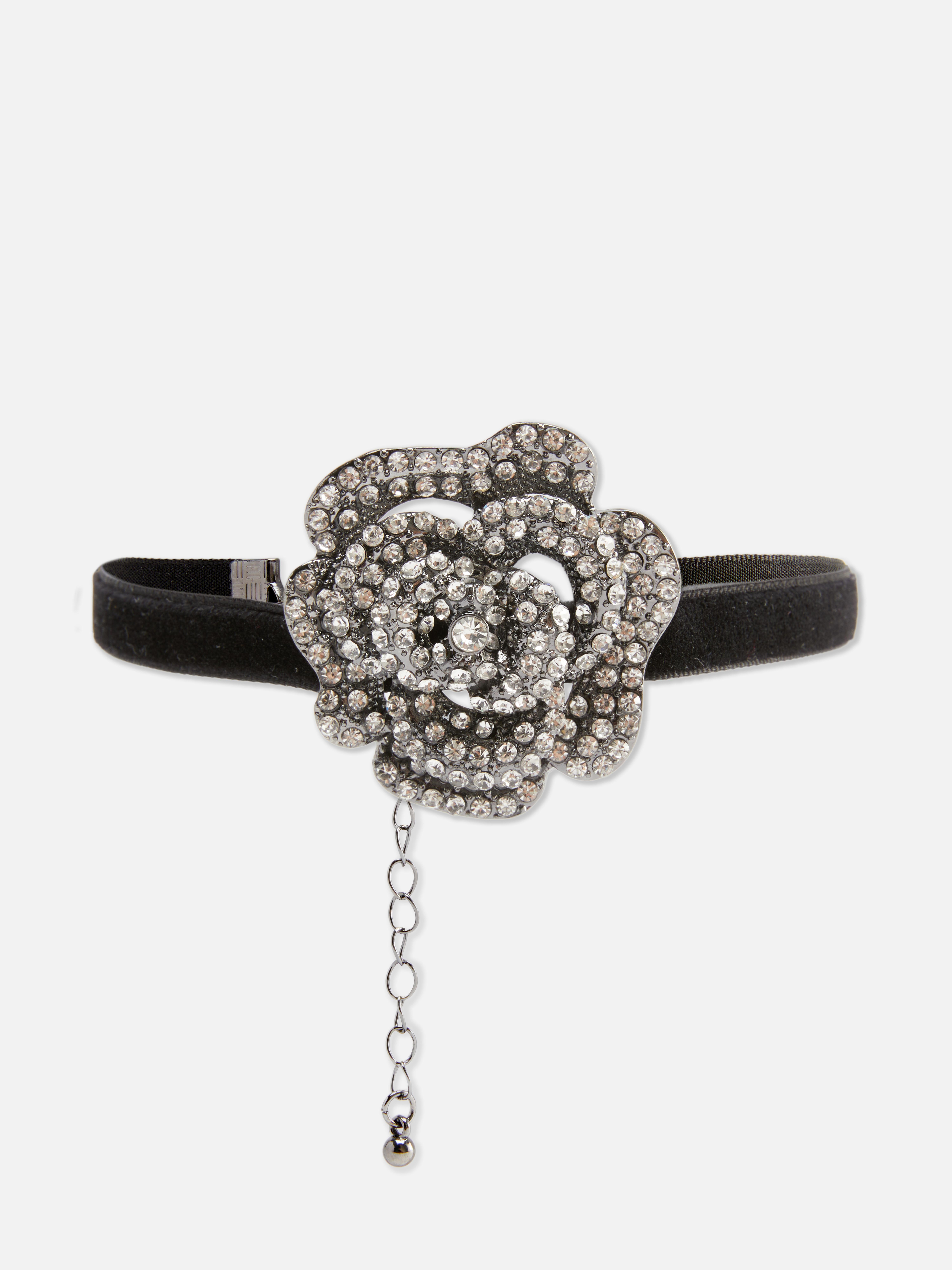 Rita Ora Diamanté Rosette Choker Necklace