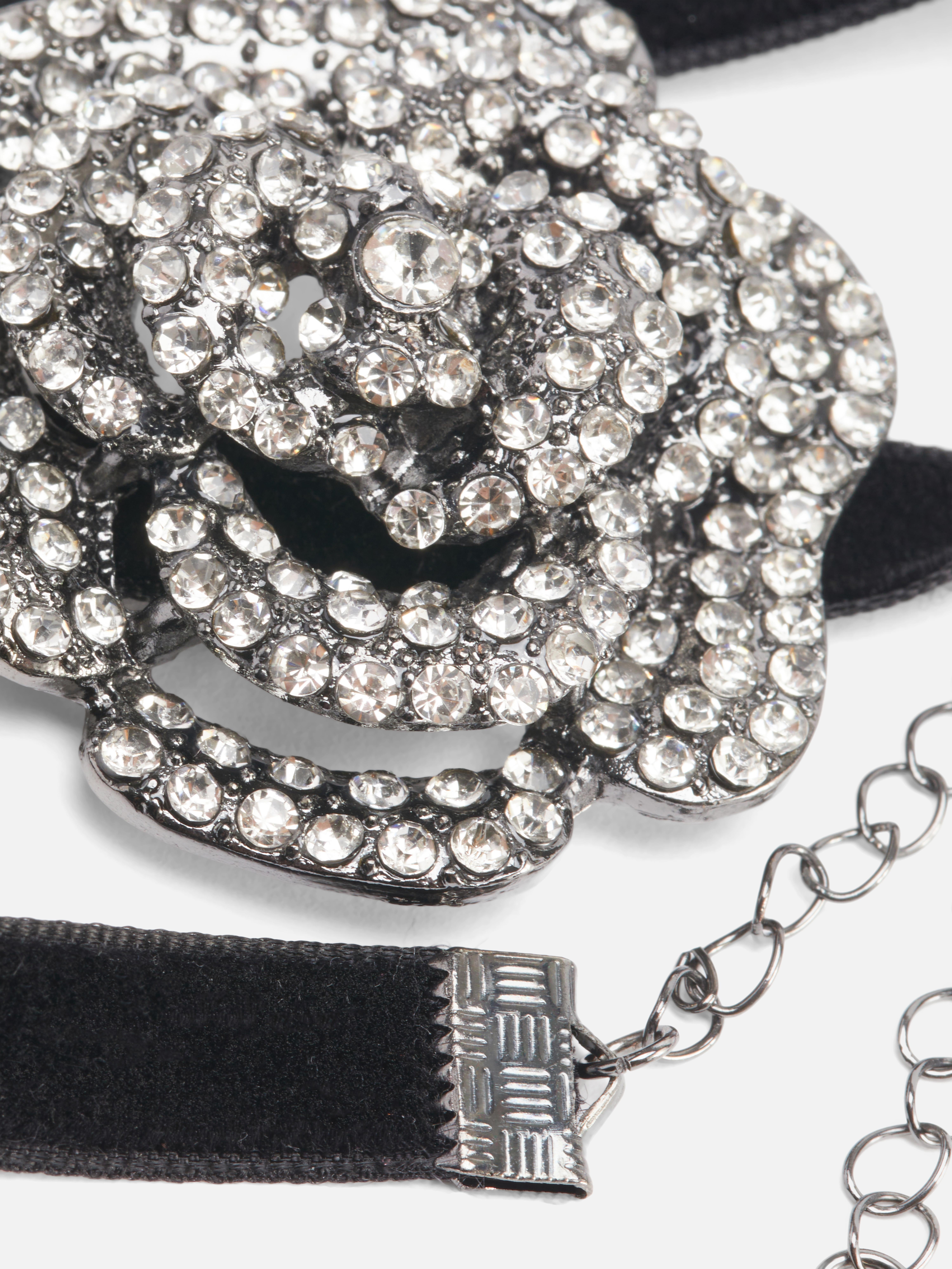 Rita Ora Diamanté Rosette Choker Necklace