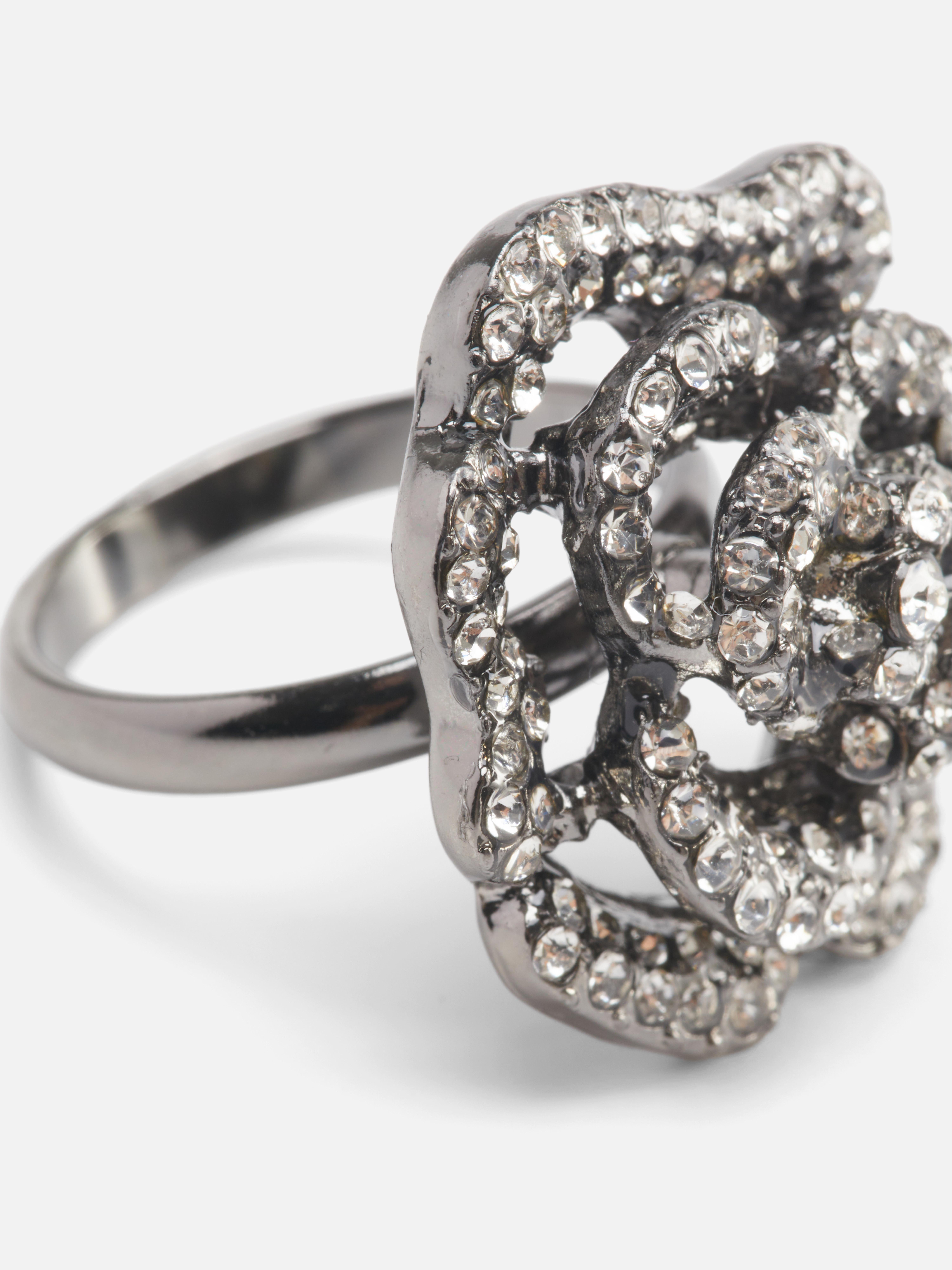 Rita Ora Diamanté Rose Ring
