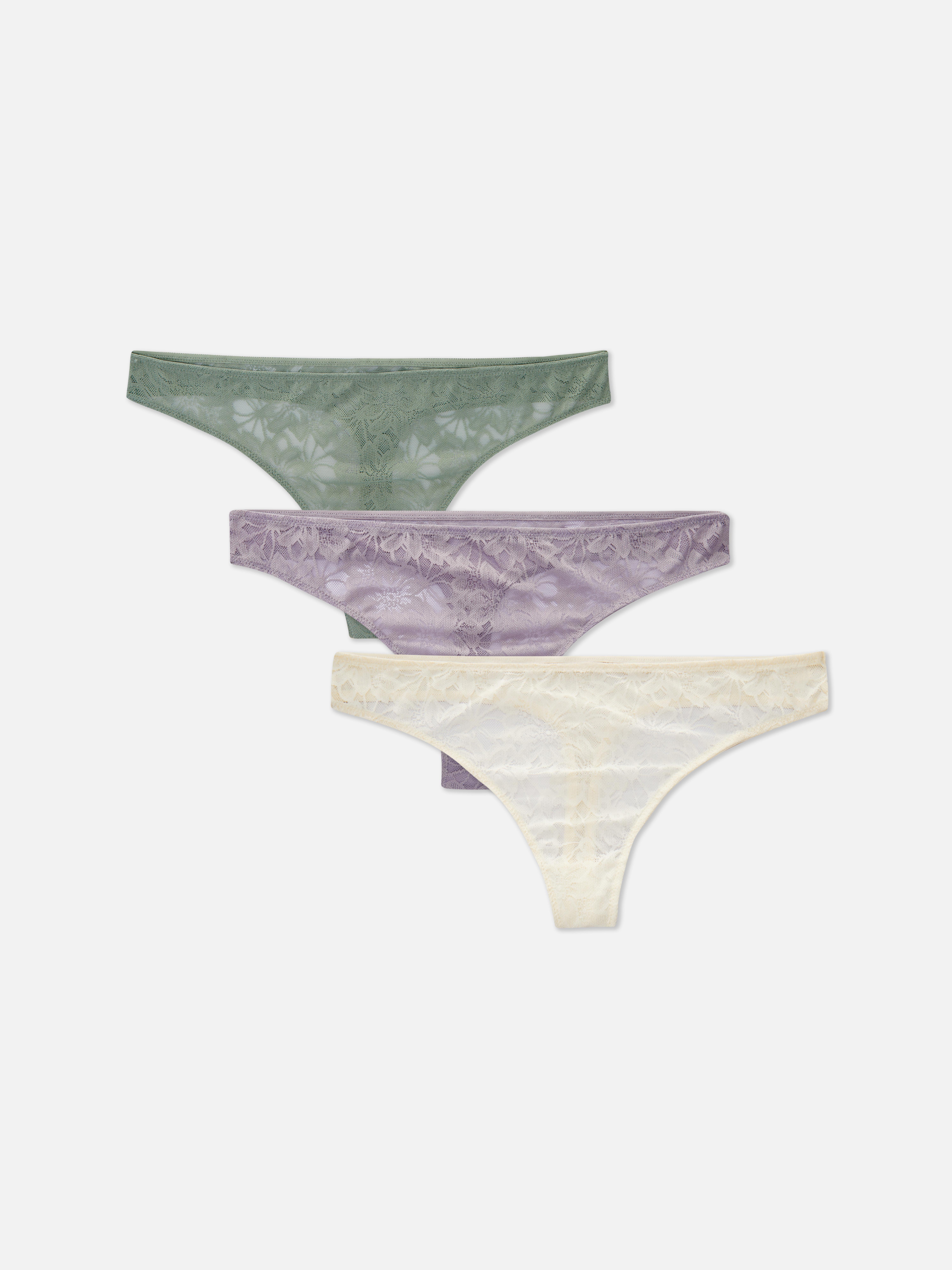 3-Pack Multi Lace Thongs
