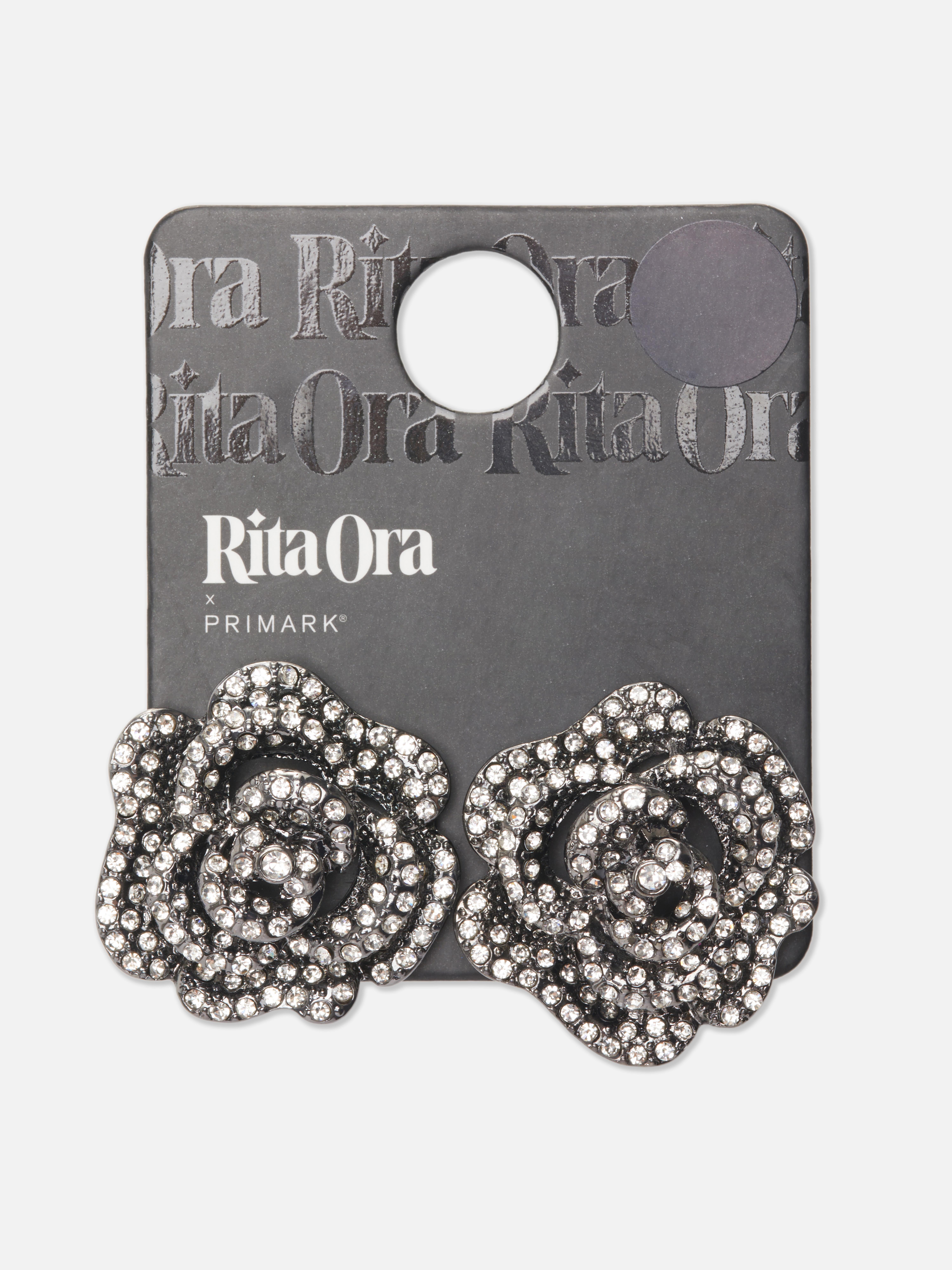 Rita Ora Rhinestone Rose Earrings