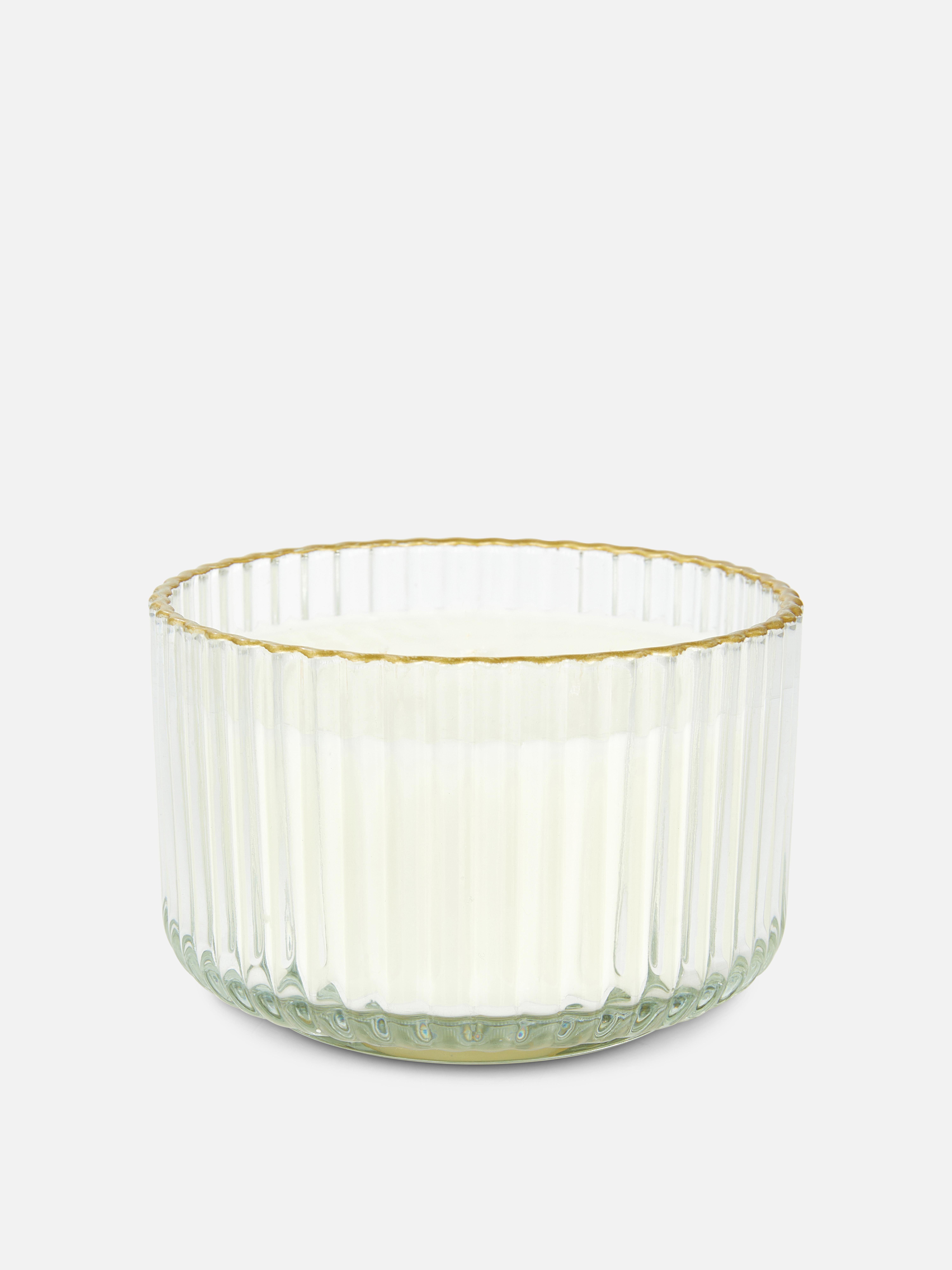 Three Wick Candle In Fluted Glass