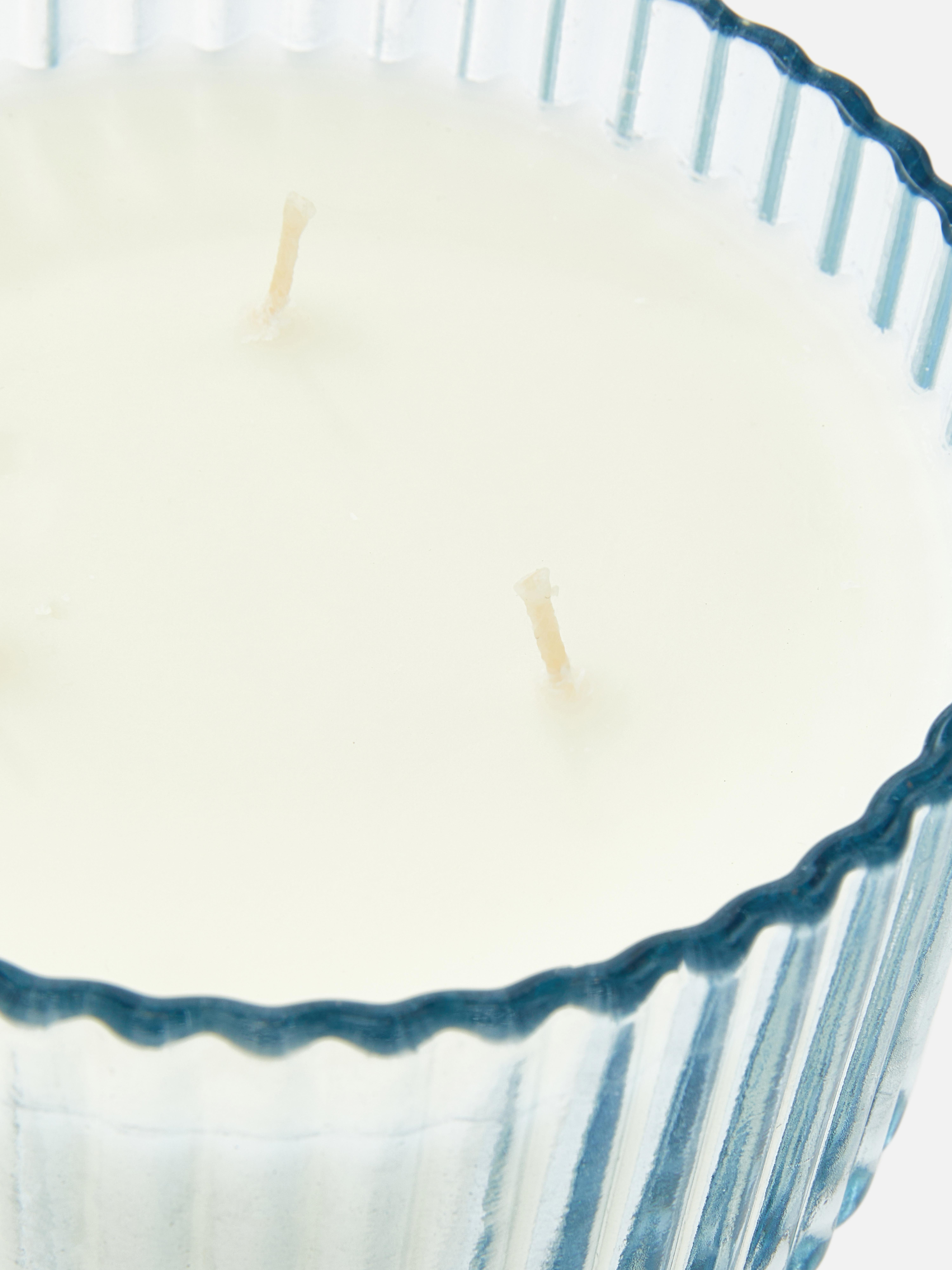 Three Wick Candle In Fluted Glass