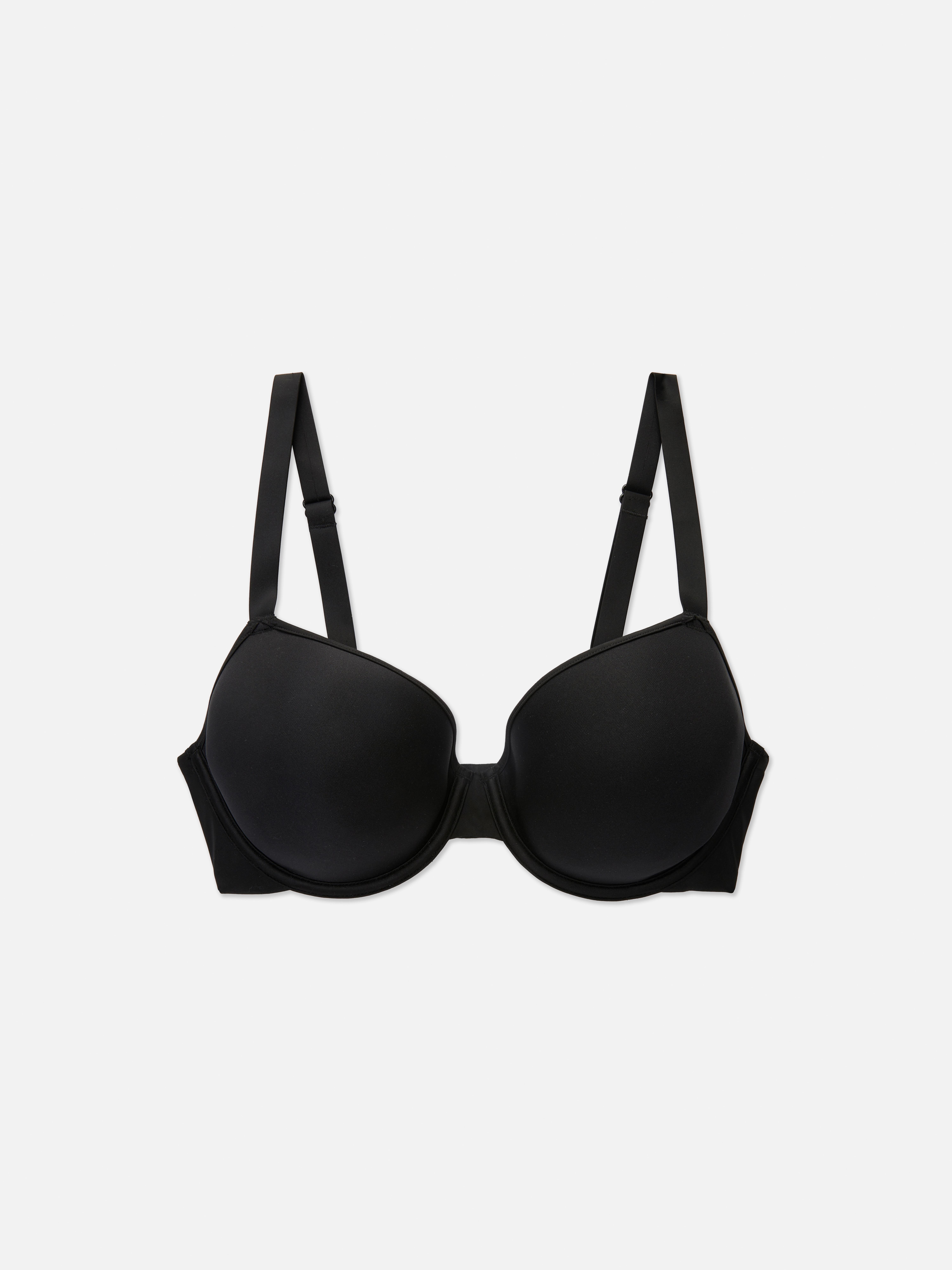 Womens Black D-G Full Cup Padded Underwired T-Shirt Bra